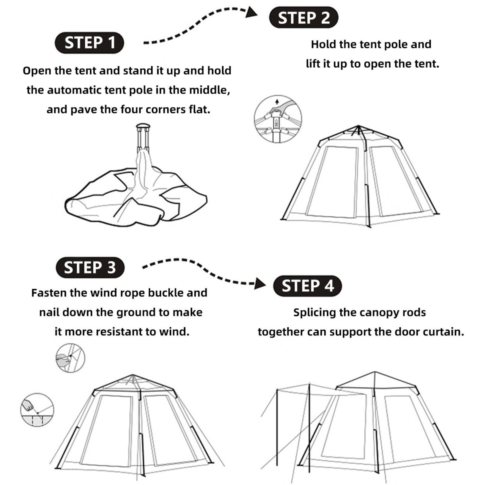 5000mm Waterproof Pop Up Tents for Adults - UV Sun Protection & Stable Design for 4 Person Camping, Hiking & Outdoor Adventures
