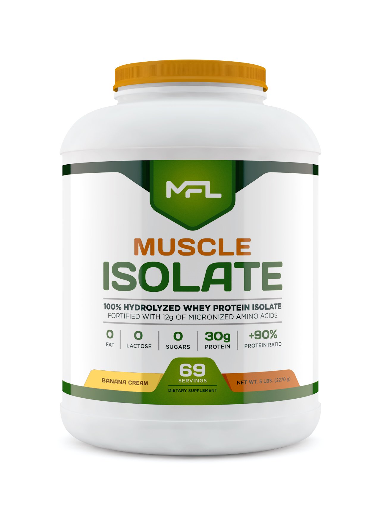 MFL 100% Whey Protein Isolate Powder - 30g Protein, 12g Amino Acids, Keto & Low Carb Friendly - 5 lbs (Banana Cream Flavor) for Post-Workout Recovery & Muscle Growth