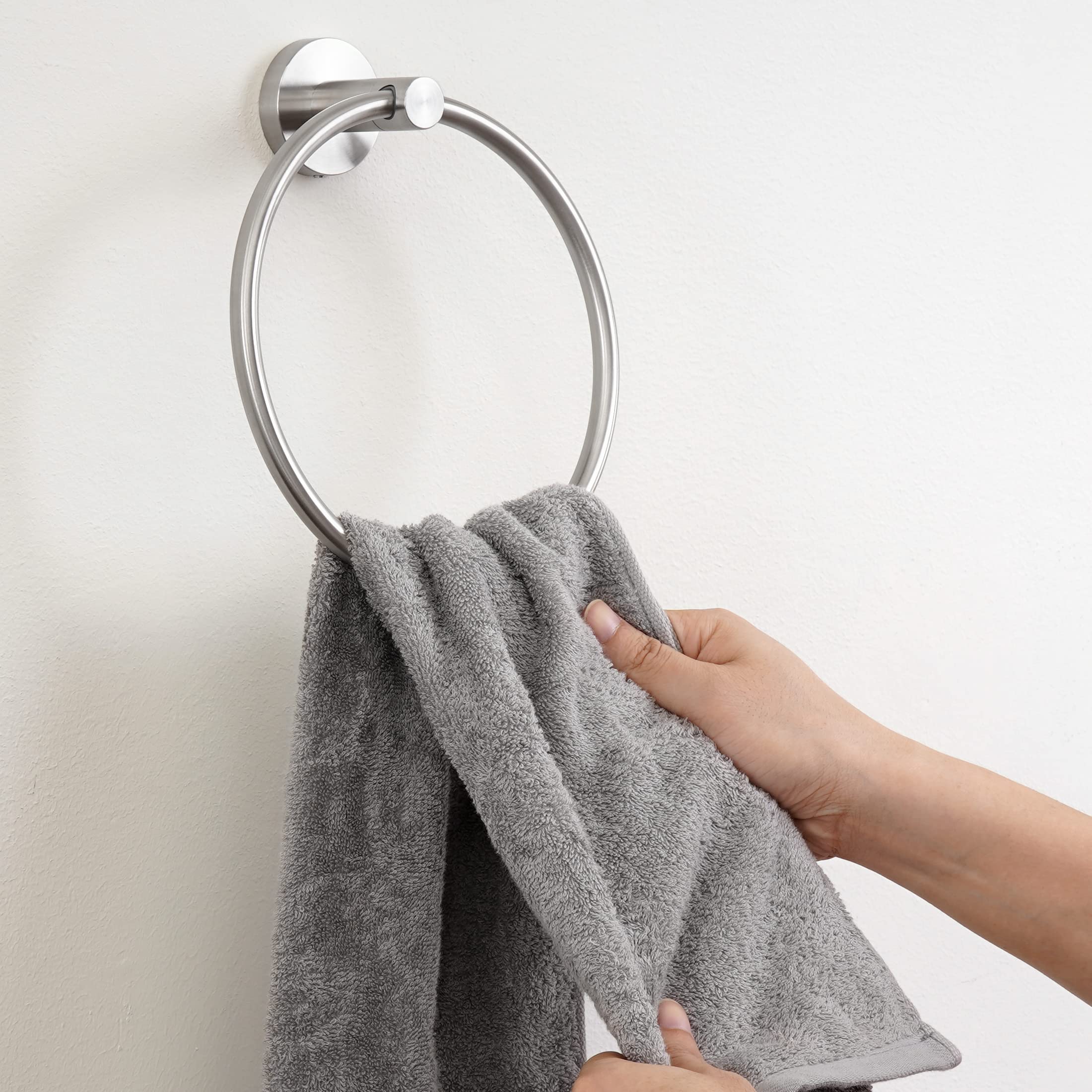 KES Stainless Steel Towel Ring for Bathroom - Wall Mount Hand Towel Holder with Brushed Finish (SUS304, Round Design A2180DG-2) - Perfect for Bathrooms, Kitchens & Powder Rooms