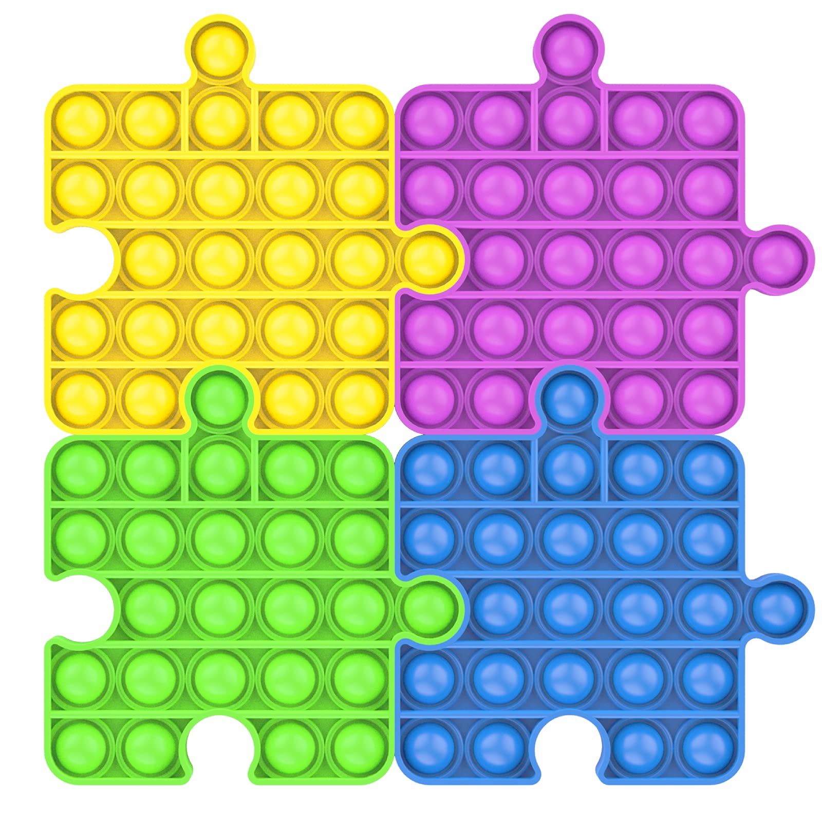 100 Bubble Big Size Puzzle Pop Fidget Toy - Stress Relief Sensory Toy for Kids & Adults - Perfect for Home, School, Office & Travel - 4 Pack Pop Game Anxiety Relief Toy