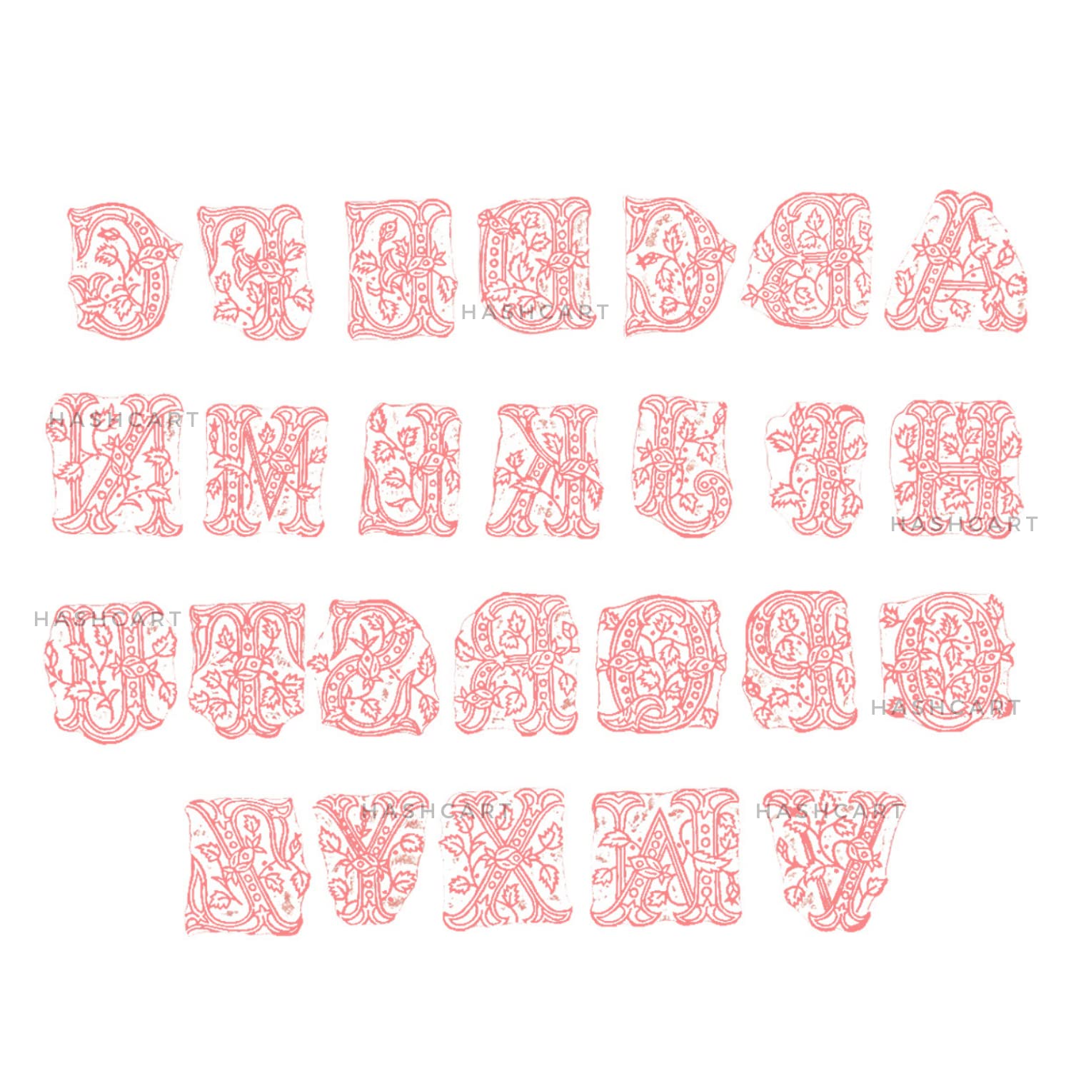 Hand Carved Wooden Block Stamps for Indian Textile Printing | Alphabet Letter Stamps for Fabric, Clay, Henna & DIY Crafts | Perfect for Fabric Printing, Scrapbooking & Home Decor Projects