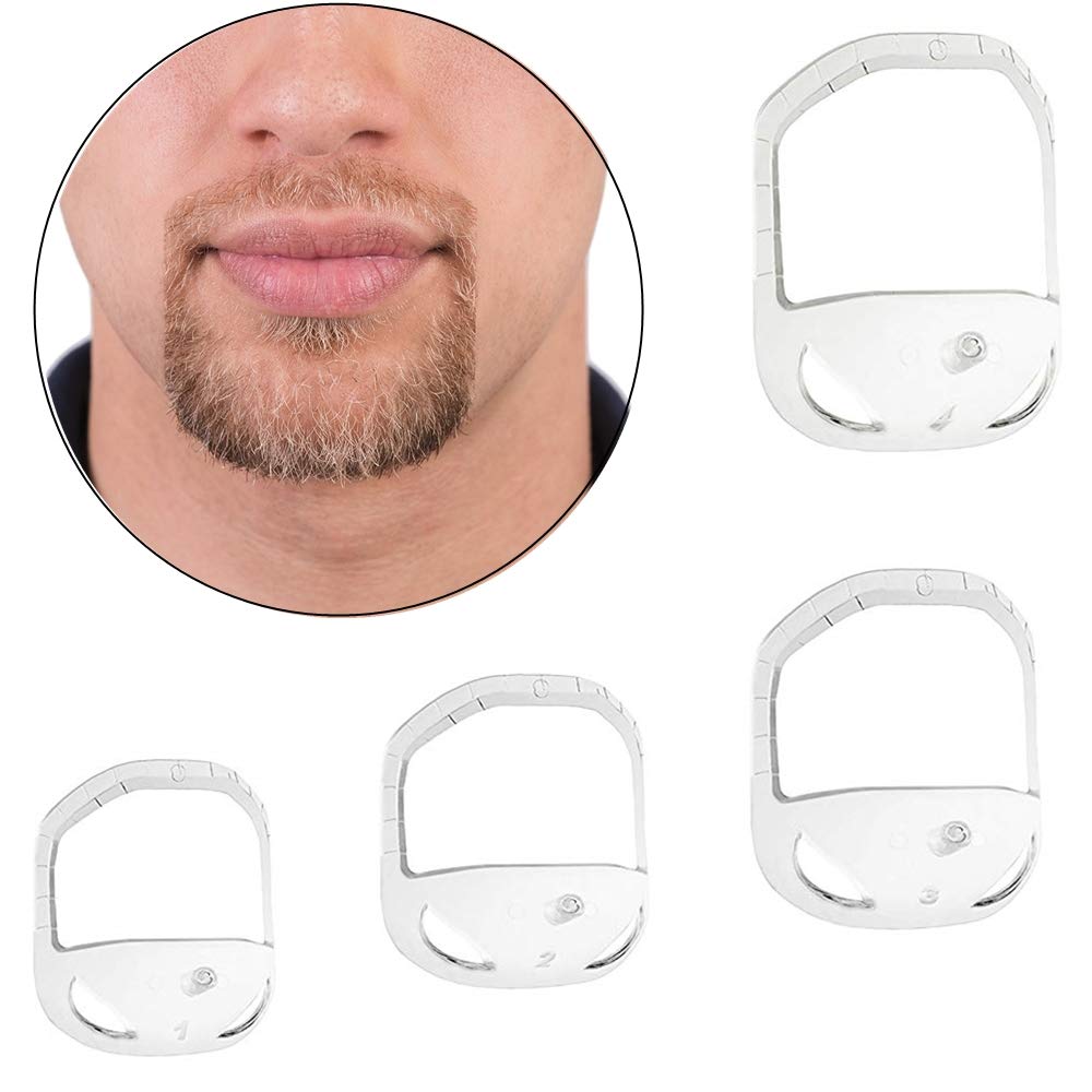 5 Sizes Beard Shaping Tool Set for Men - Transparent Goatee Shaver Template & Styling Guide for Precise Trimming & Shaping - Perfect for Home Grooming, Barbershops & Travel (Fashion Accessories)