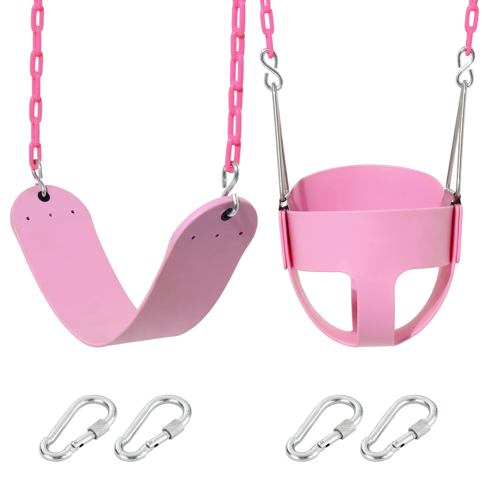 **Pink Heavy Duty Toddler Swing Set - High Back Full Bucket Swing Seat for Kids - Outdoor Playground & Backyard Swing Accessories - Perfect for Playtime & Backyard Fun**