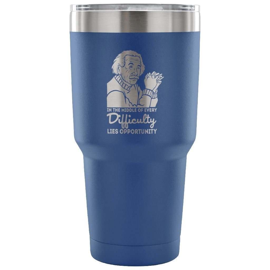 Einstein Quote Laser Etched 30oz Stainless Steel Vacuum Tumbler - Blue | Double Wall Insulated Travel Mug for Coffee & Tea | Perfect for Office, Gym & Outdoor Adventures