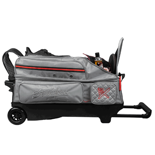KR Strikeforce Diamond Grey Triple Roller Premium Bowling Bag - Durable 3-Ball Rolling Case for League & Tournament Play - Perfect for Professional & Amateur Bowlers