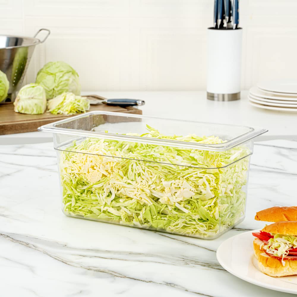 Restaurantware 1/3 Size Food Storage Containers - 10 Pack 6 Inch Deep Rectangle Proofing Boxes with Graduated Measurements | Clear Plastic Food Grade Containers | Dishwasher Safe | Lids Sold Separately | Perfect for Baking, Meal Prep & Commercial Kitchen Storage