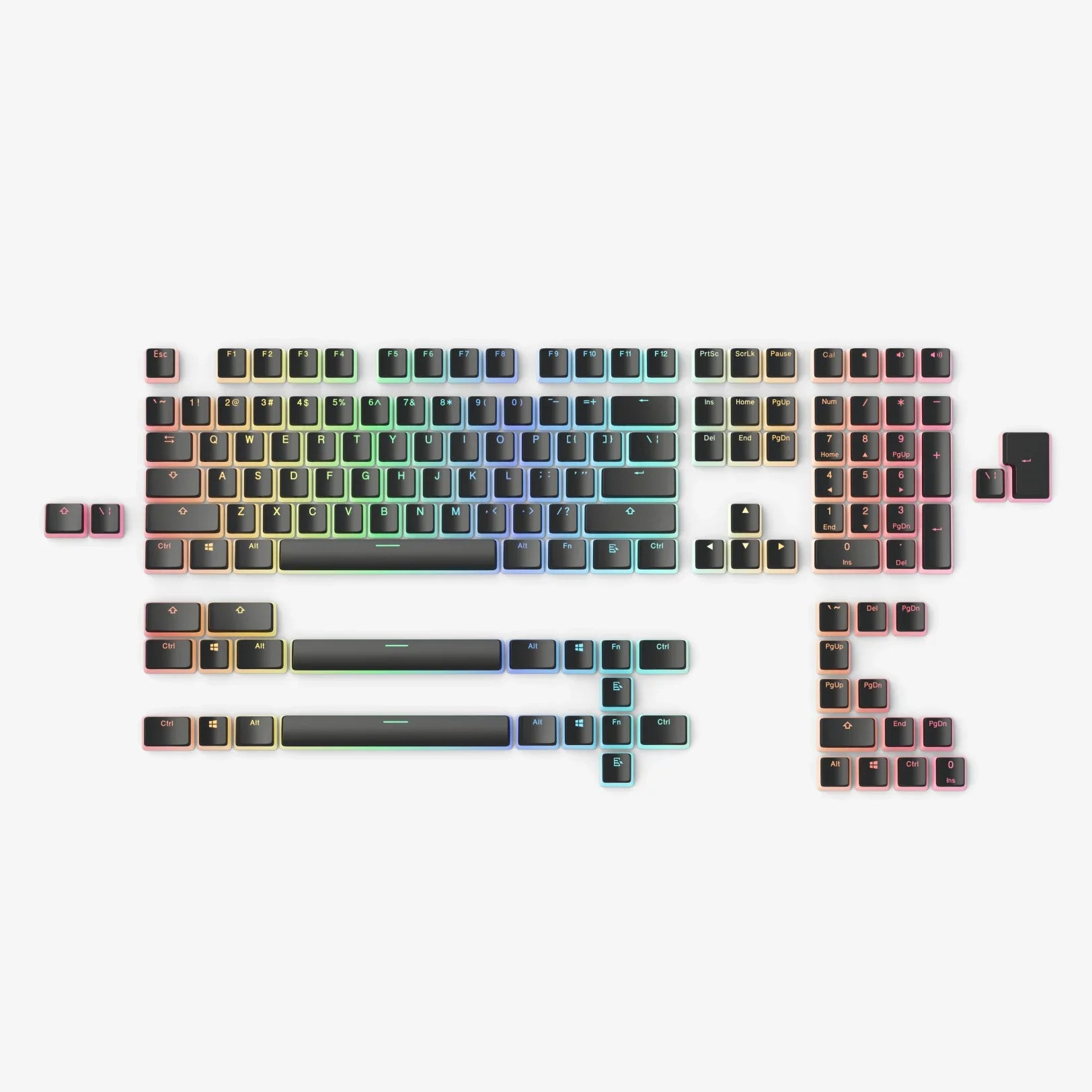 Glorious Aura Keycaps V2 - Premium PBT Double Shot Shine Through Backlit Mechanical Keyboard Keycaps (Black) - Perfect for Gaming, Typing & Custom Keyboard Builds