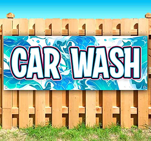 13 oz Heavy-Duty Vinyl Car Wash Banner with Metal Grommets - Durable Non-Fabric Sign for Auto Detailing Business, Car Wash Events & Vehicle Service Promotion