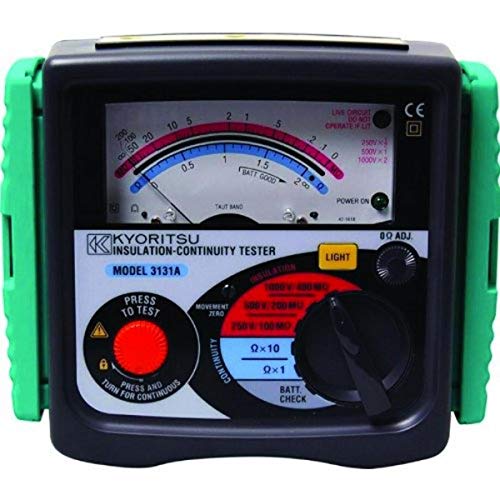 Kyoritsu 3131A Analog Insulation and Continuity Tester - 250V/500V/1000V Voltage Range for Electrical Safety Testing - Perfect for Electricians, HVAC Technicians, and Industrial Maintenance