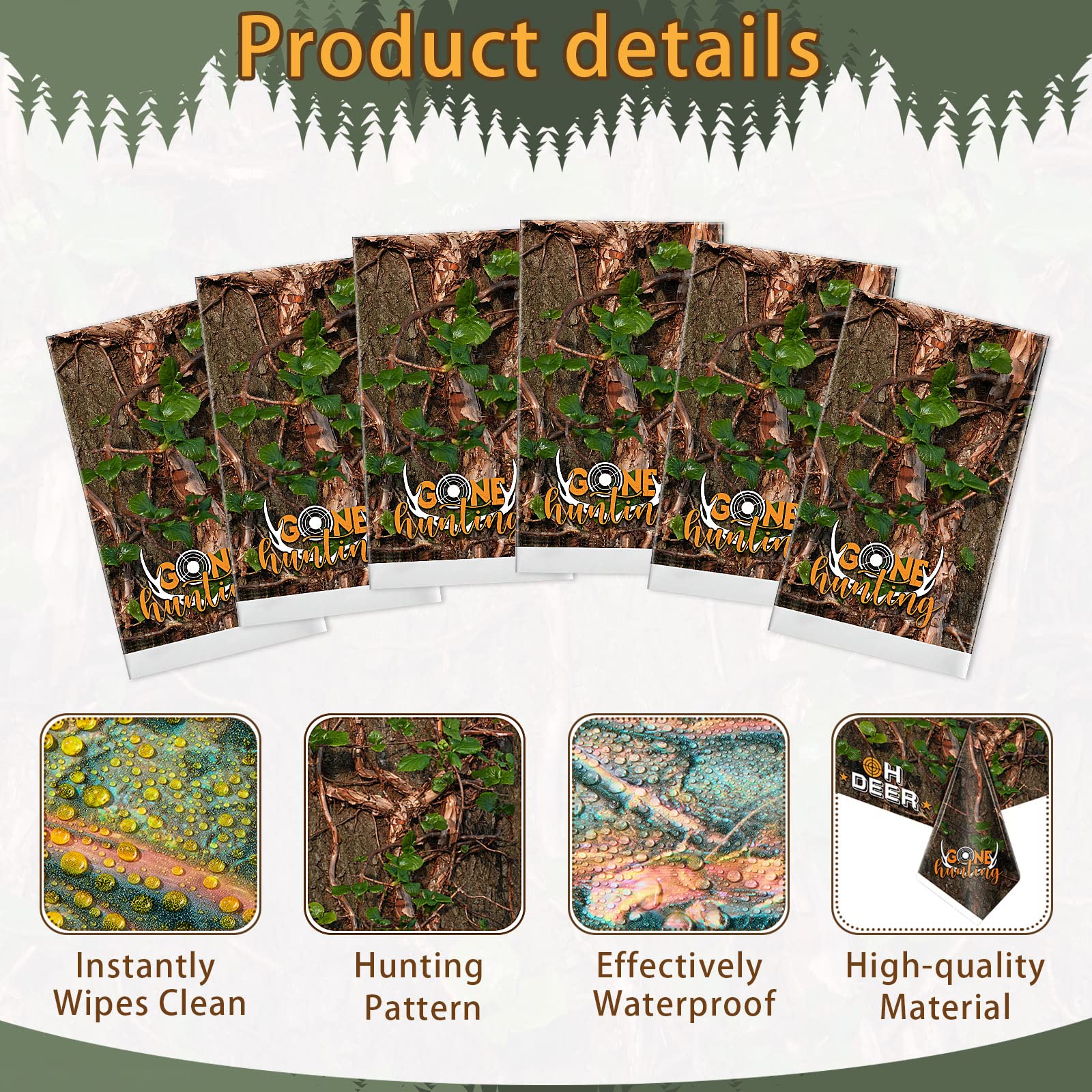 Camo Hunting Tablecloths - 6-Piece Plastic Table Covers for Hunting Theme Parties, Birthday Decorations & Baby Showers | Durable, Waterproof Outdoor Party Supplies for Camping, Picnics, and Tailgating
