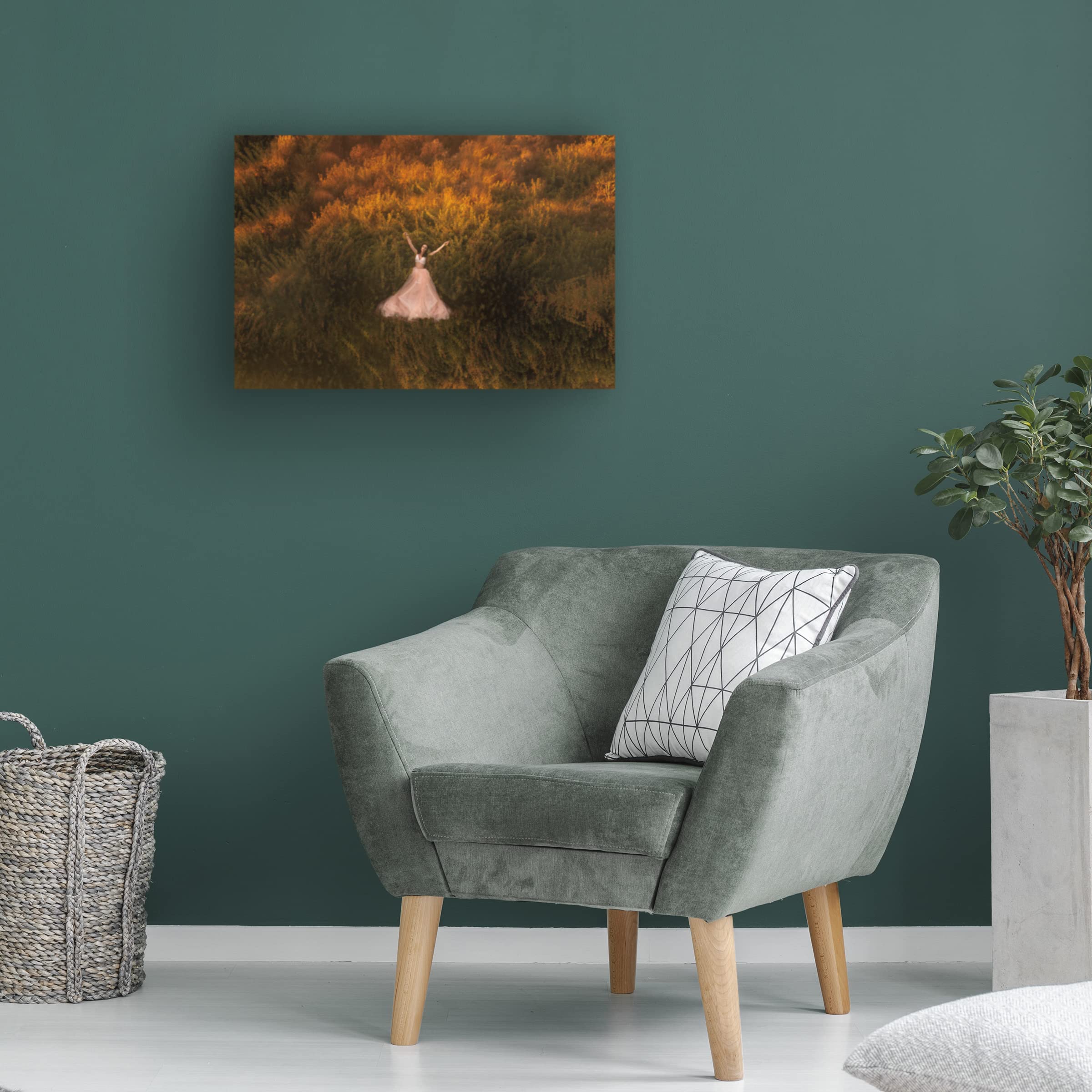 Mike Darzi 'Natalia In The Field' Canvas Wall Art Print - Handmade Landscape Painting for Living Room, Bedroom & Office Decor