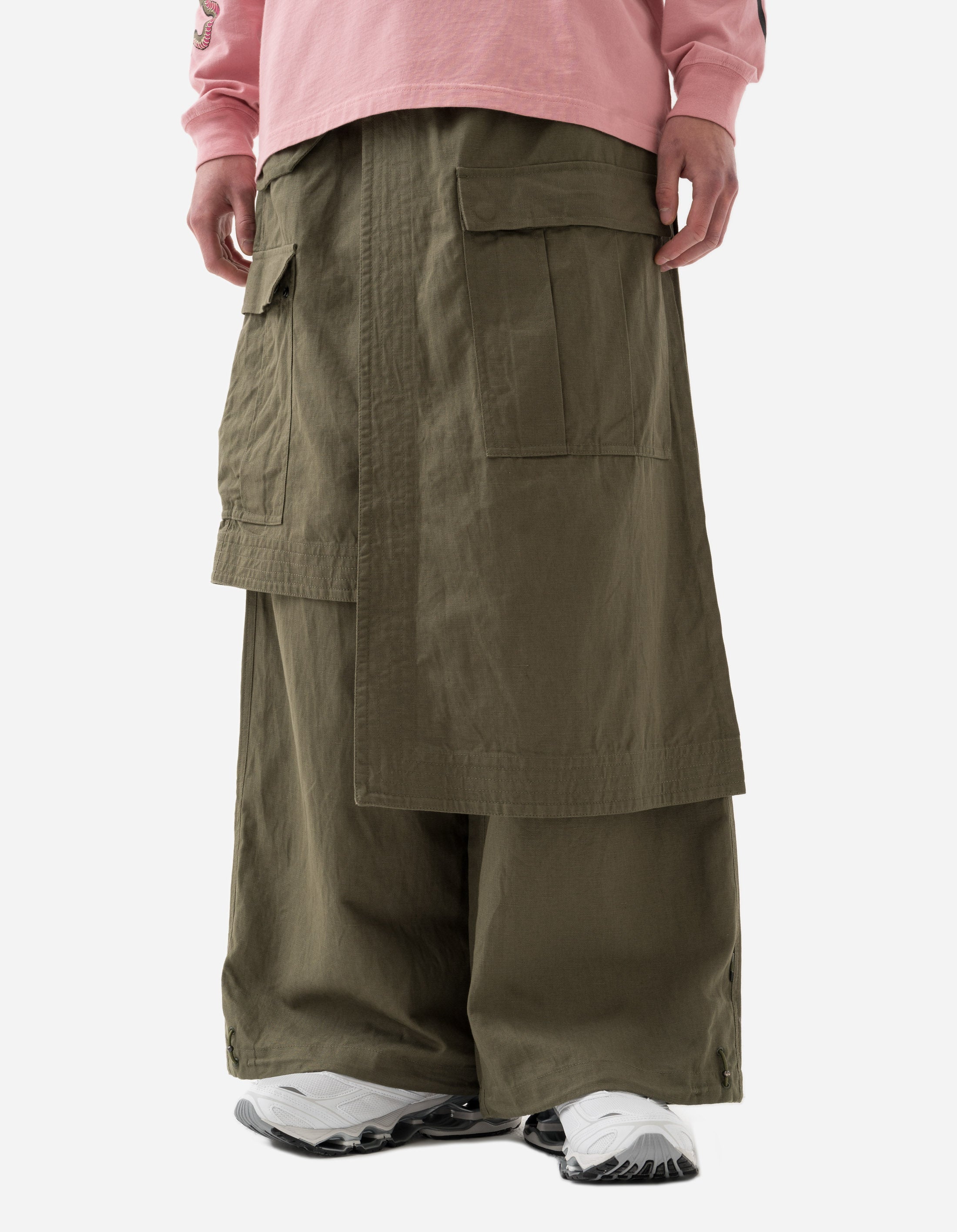 6008 Cobra Asym Cargo Hakama Pants - Olive OG 107F Military Tactical Pants for Outdoor Adventure & Airsoft