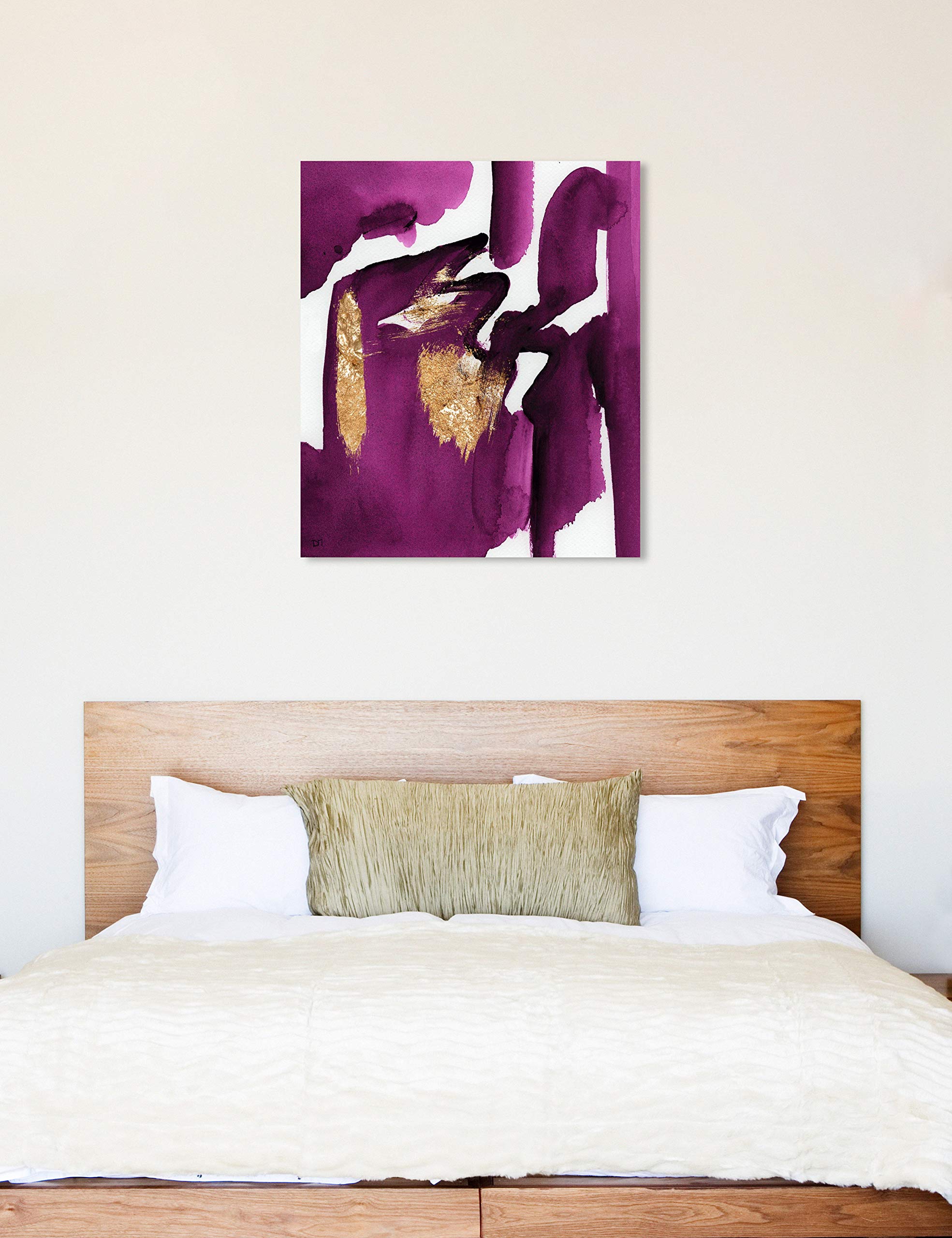 Abstract Wall Art Canvas Print 'Magenta Life' - 36x45 Inches Purple & Gold Modern Home Decor | Perfect for Living Room, Bedroom & Office Decoration