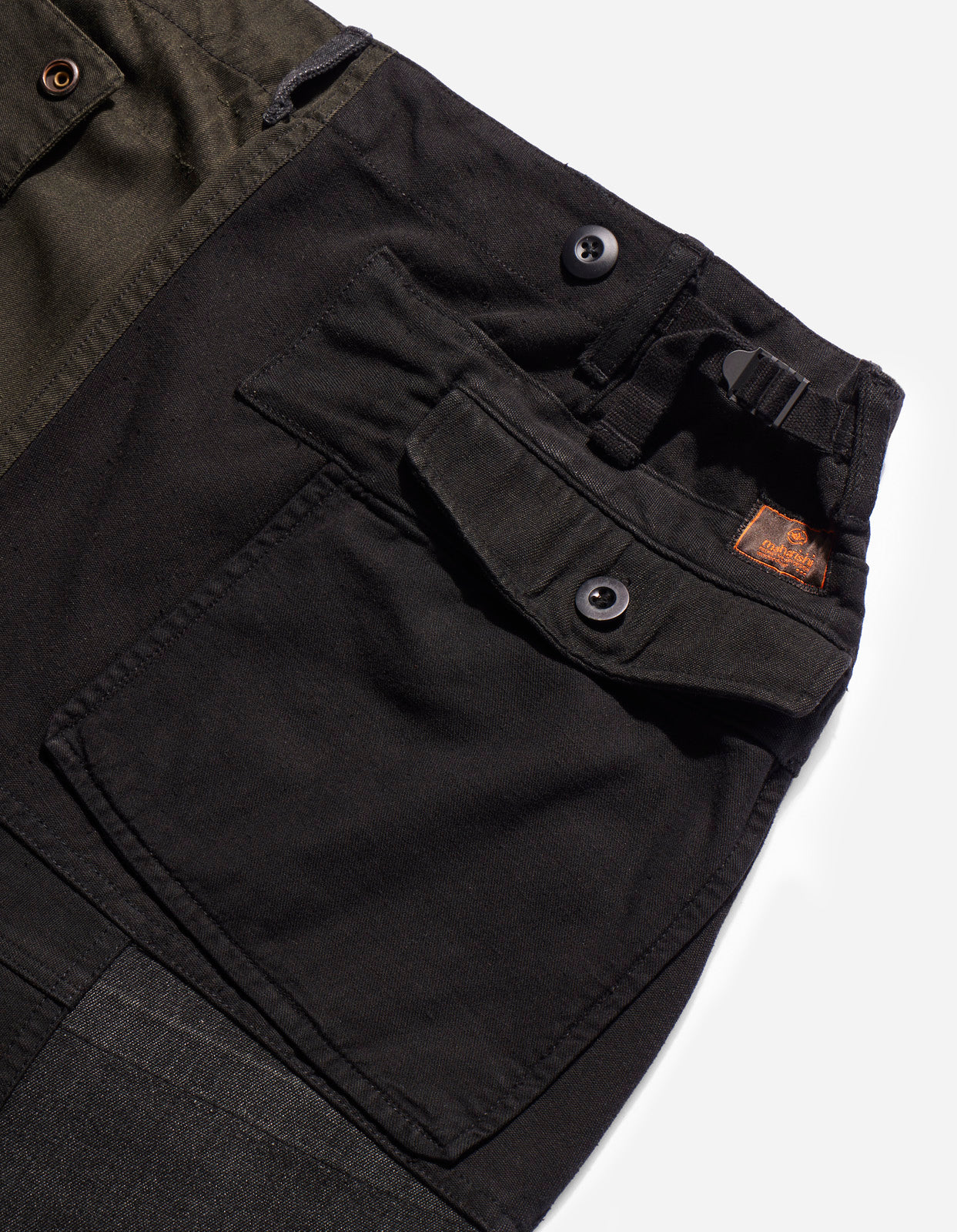 Upcycled M65 Loose Cargo Pants for Men - Black Olive Drab | Military Style Tactical Pants for Outdoor Hiking, Camping & Streetwear Fashion