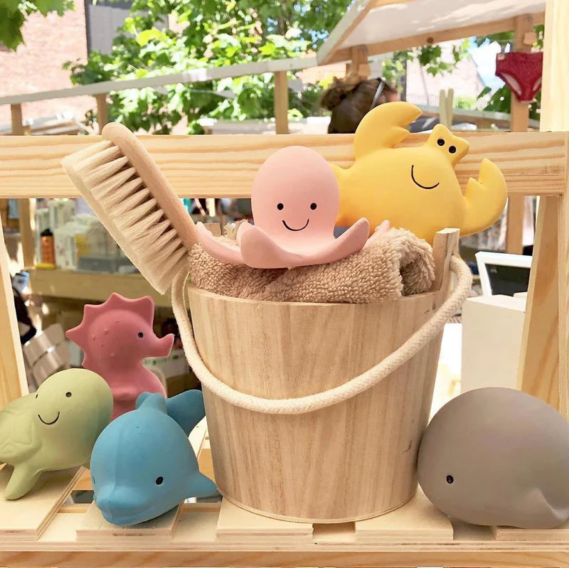 Tikiri Ocean Buddies Natural Rubber Teething Toys for Babies - Safe, Non-Toxic Chew Toys for Infants & Toddlers | Perfect for Teething Relief, Sensory Play & Bath Time Fun