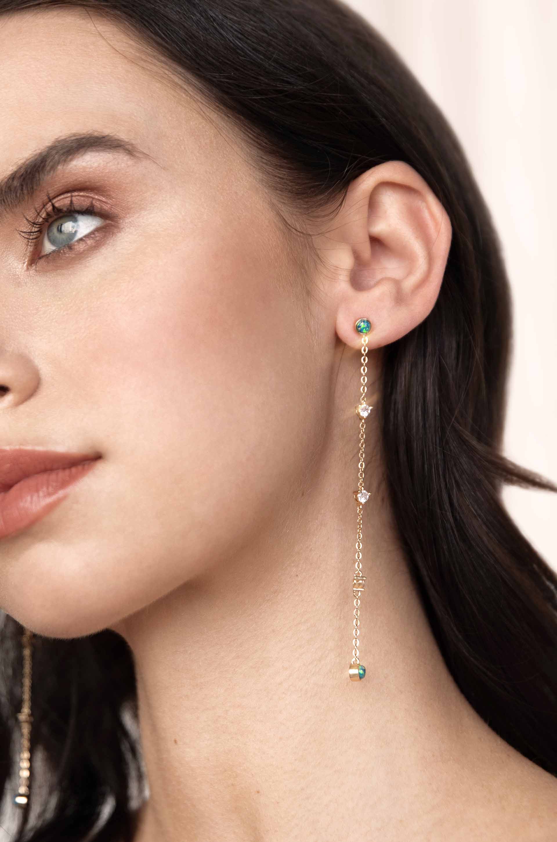 Elegant Green Kyocera Opal Drop Earrings for Women | Dainty Handmade Jewelry Gift | Perfect for Weddings, Parties & Special Occasions