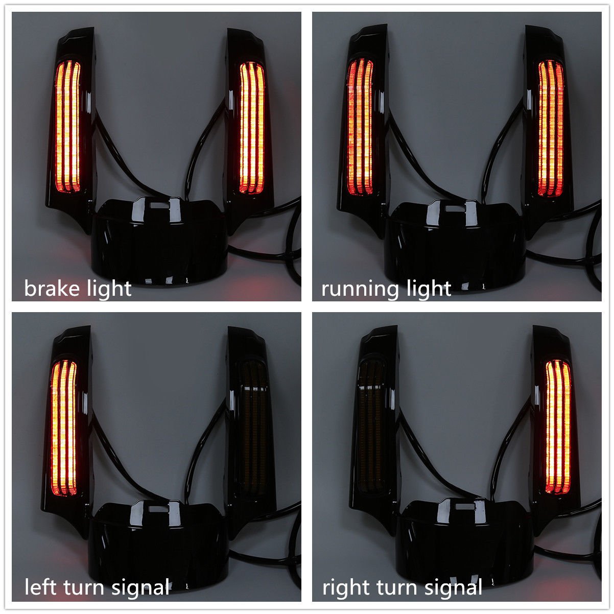 Harley Touring LED Brake Running Turn Signal Lights - Rear Fender Fascia Set Compatible with Road King, Road Glide, Street Glide, Electra Glide Ultra Limited (2014-2023) - Enhanced Visibility & Safety for Night Riding & Group Tours