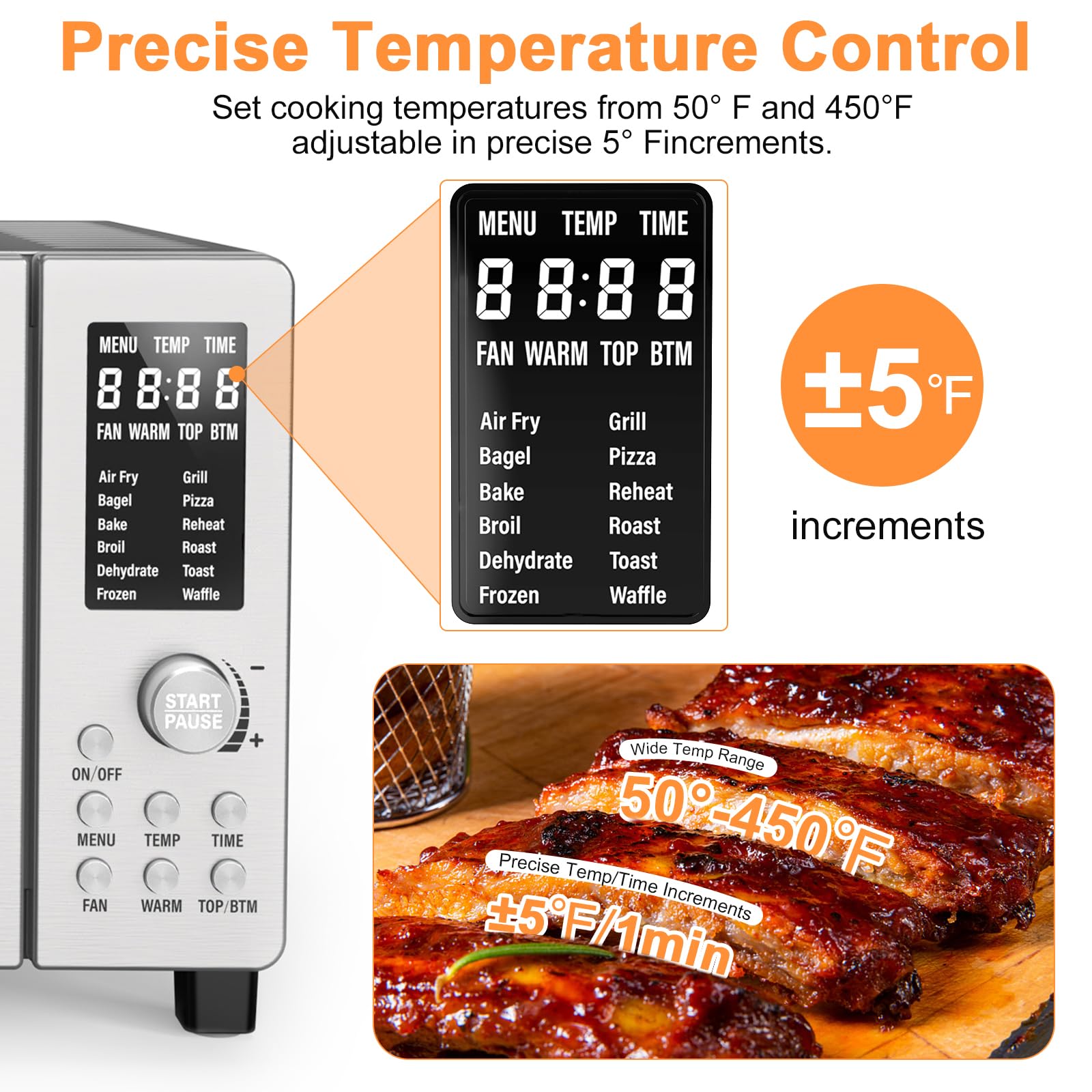Nuwave Bravo 12-in-1 Air Fryer Toaster Oven with Convection - 1800W, 21QT Large Capacity, 50°-450°F Temperature Control, Adjustable Top & Bottom Heaters, PFAS-Free Stainless Steel - Perfect for Baking, Roasting & Air Frying in Small Kitchens