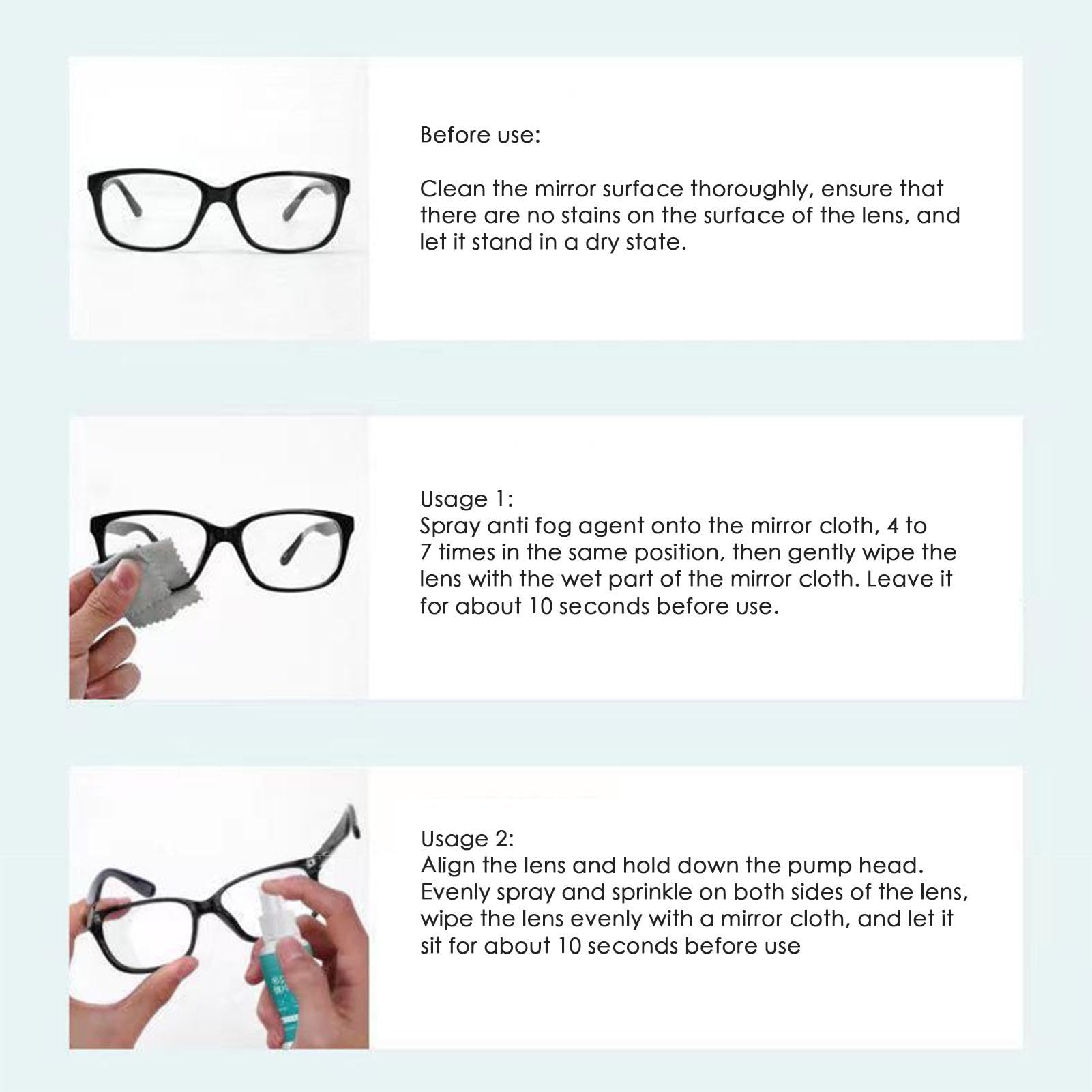 Anti Fog Spray for Swim Goggles & Eyeglasses - 20ml Defogger Liquid Prevents Fogging on Mirrors, Sunglasses & Ski Goggles | Perfect for Swimming, Skiing & Everyday Use