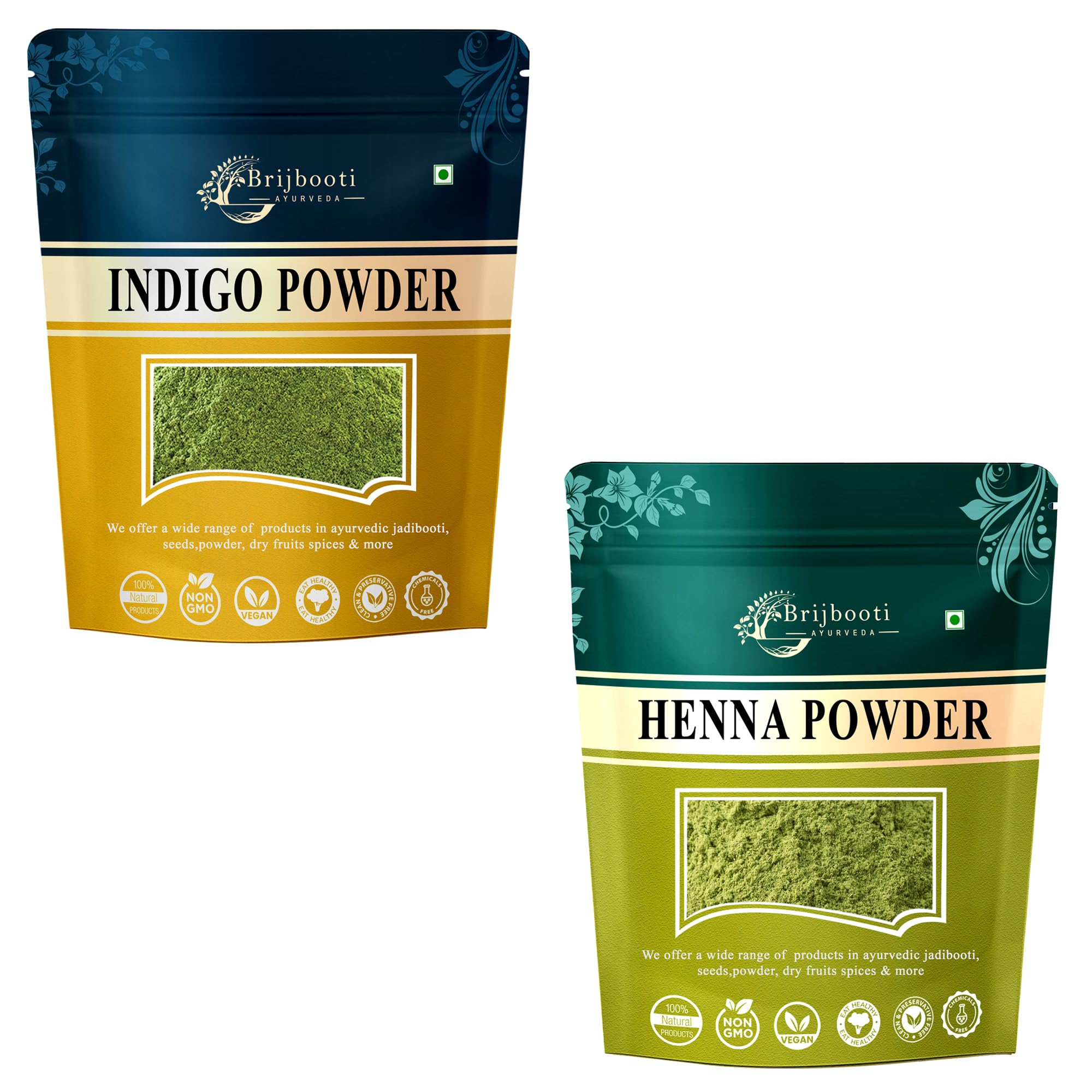 Natural Henna Powder & Indigo Powder for Hair Dye - 400g (200g Each) | Chemical-Free Hair Mask for Black Hair & Conditioner | DIY Natural Hair Color for Women & Men - Perfect for At-Home Hair Care & Salon Use