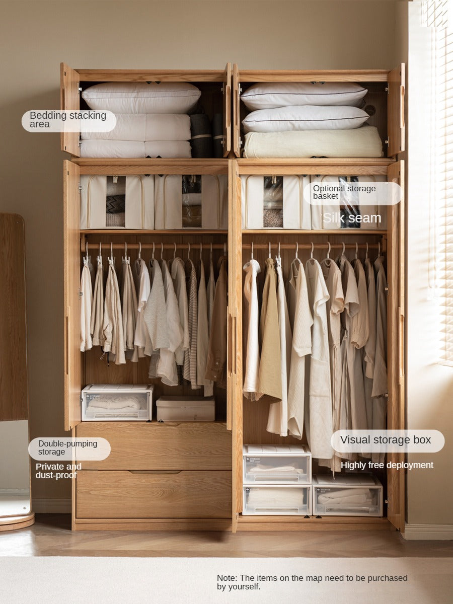 Solid Oak Wood Wardrobe - Spacious Storage for Bedroom, Closet & Home Organization | Durable & Stylish Furniture for Modern Living Spaces