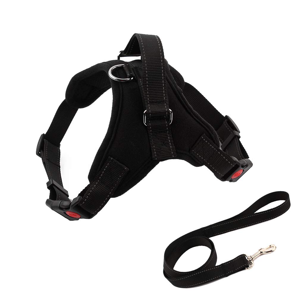 Heavy Duty Adjustable Reflective No-Pull Dog Harness with Padded Chest Vest & Training Leash - for Small, Medium & Large Dogs - Perfect for Walking, Training & Outdoor Adventures