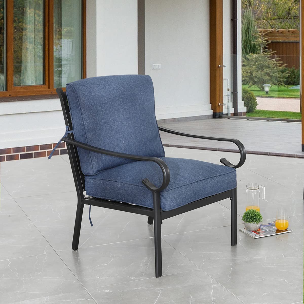 PatioFestival 2-Piece Outdoor Dining Chairs Set with 6.3 Inch Cushion - All-Weather Wicker Frame for Patio, Garden, Poolside & Backyard Relaxation