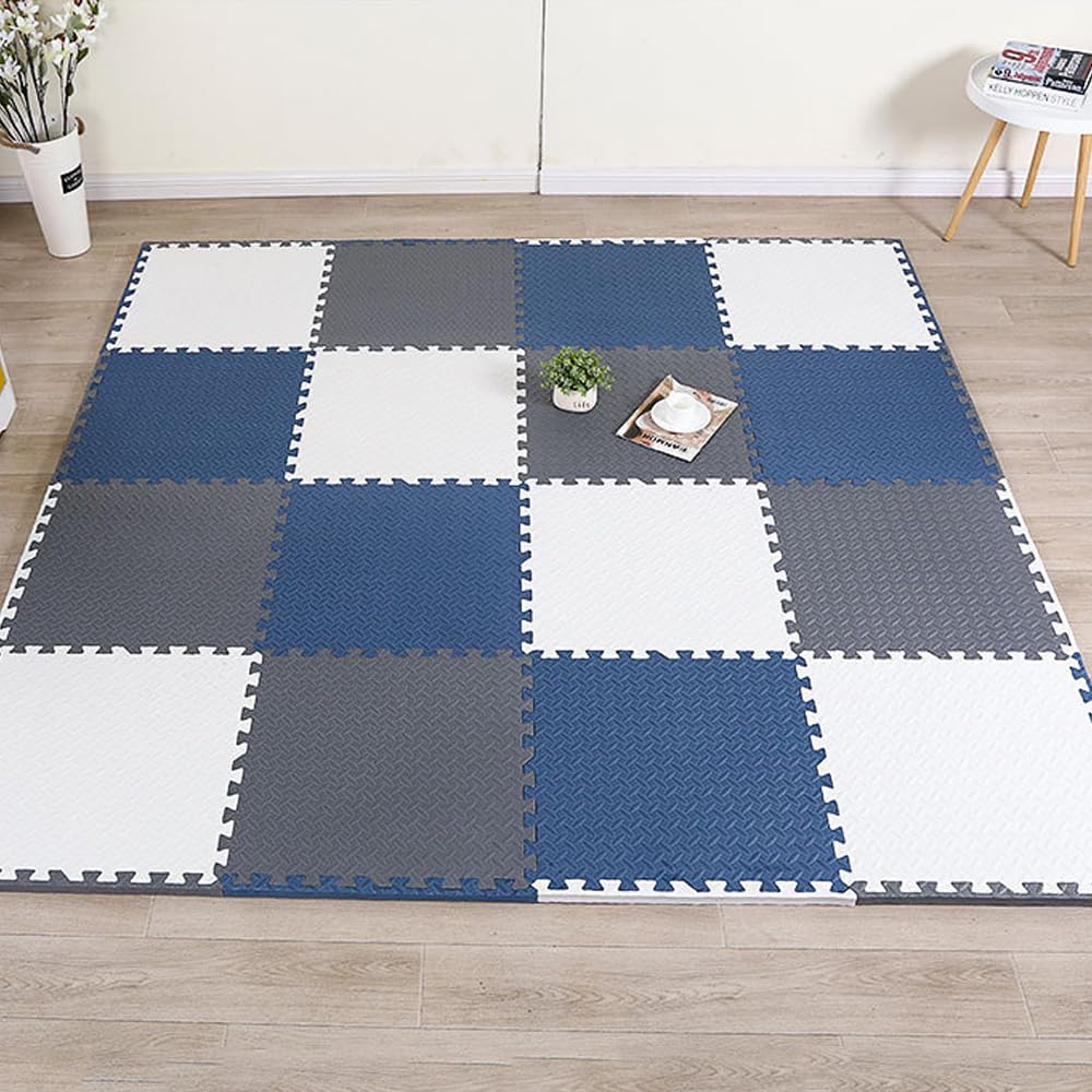 9 Tiles Interlocking EVA Foam Floor Mats - 1 Inch Thick Non-Slip Exercise Mats for Home Gym, Yoga, Fitness & Workout Equipment Protection - Perfect for Garage, Playroom, and Basement Flooring