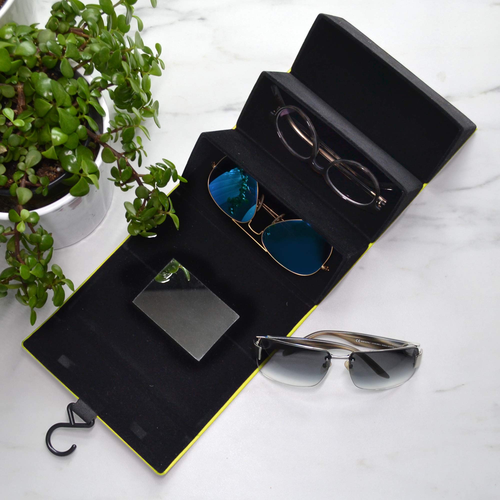 3-Pair Sunglasses Travel Case - Durable Sunglasses Organizer for Men & Women - Perfect for Airplane, Car, and Beach Travel Accessories
