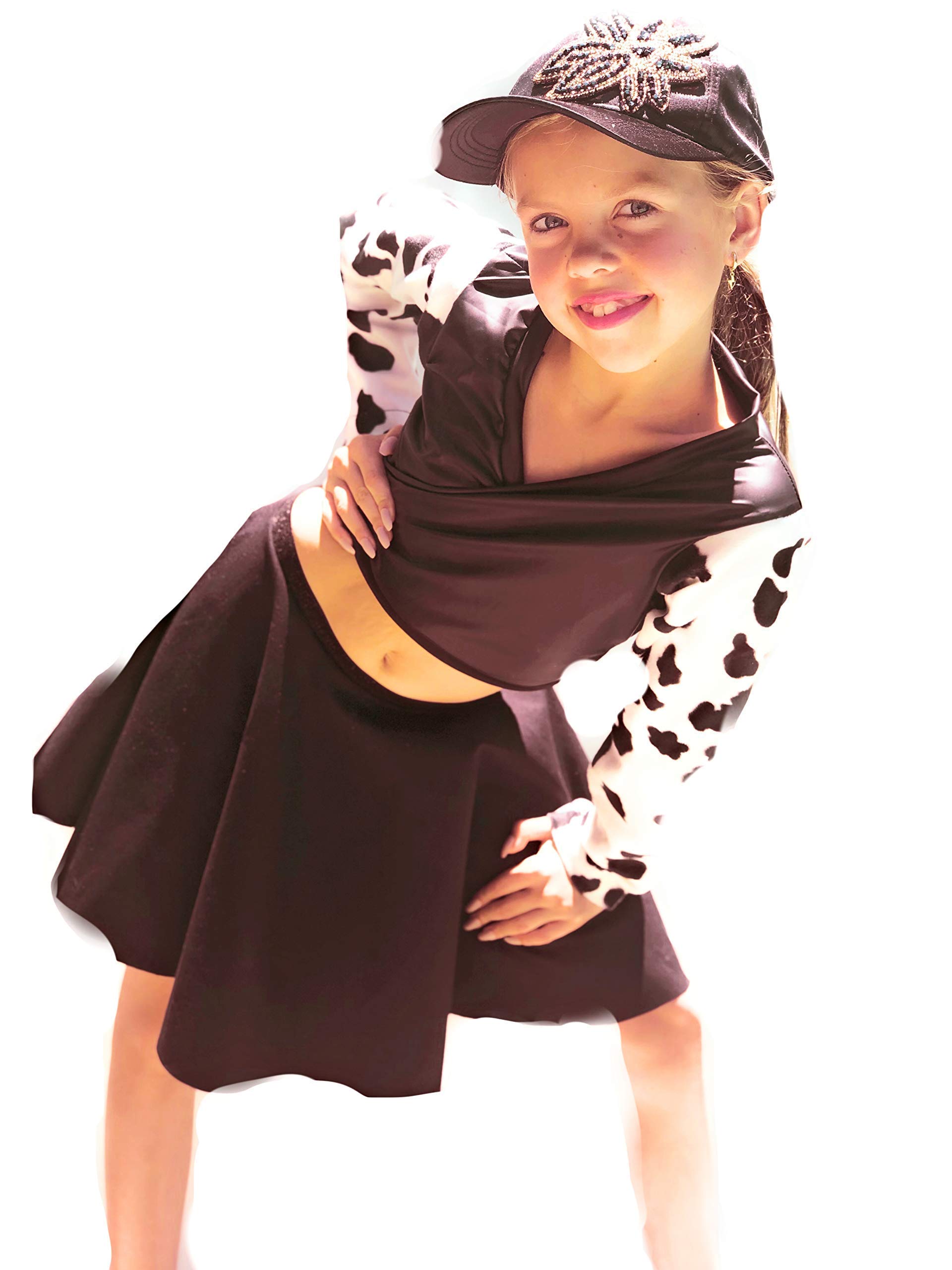 Selena Cowgirl Costume for Girls - Cow Print Jacket & Skirt Set | Western Outfit for Halloween, Dress Up & Cowgirl Themed Parties