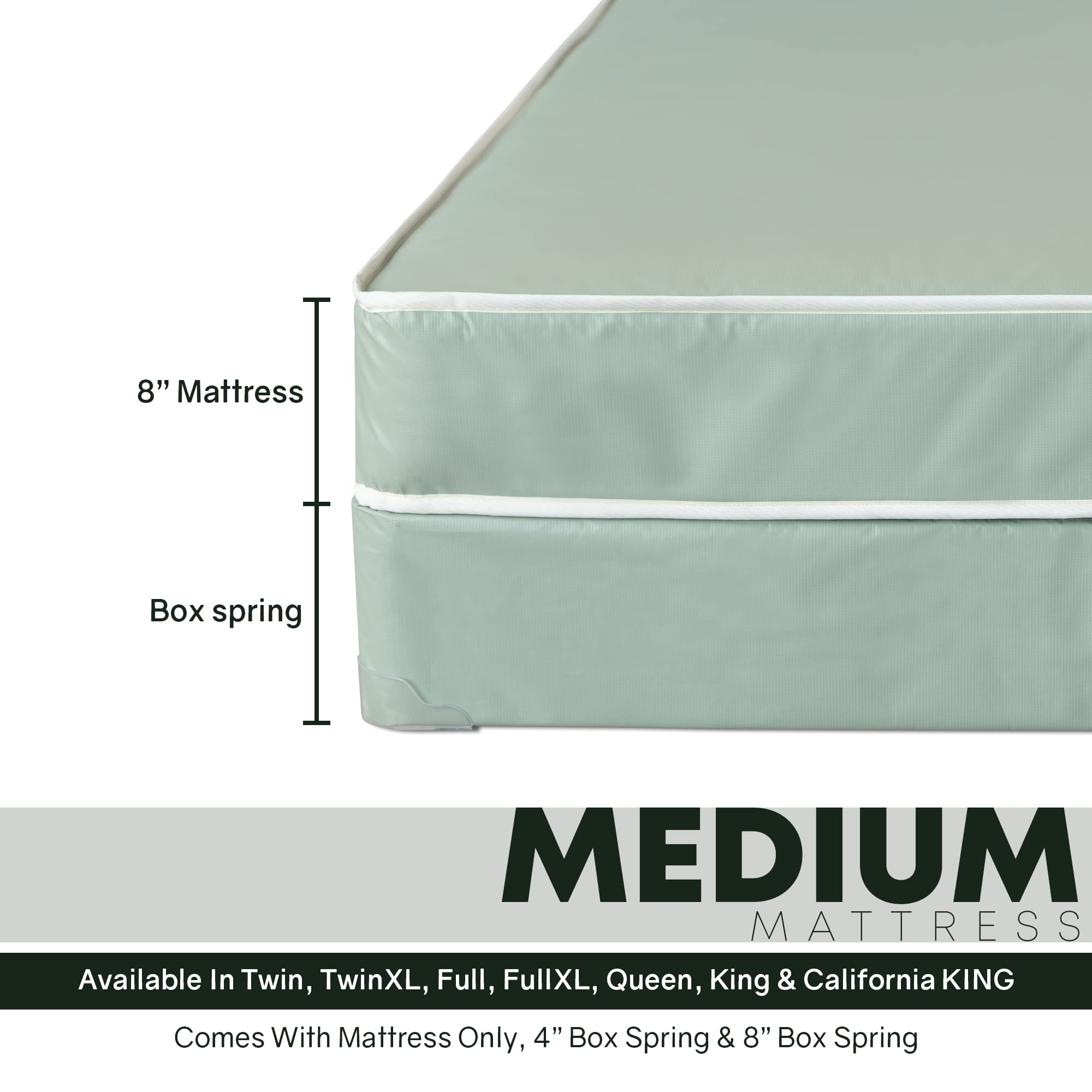 Treaton 8-Inch Firm Double-Sided Waterproof Vinyl Innerspring Mattress with 8