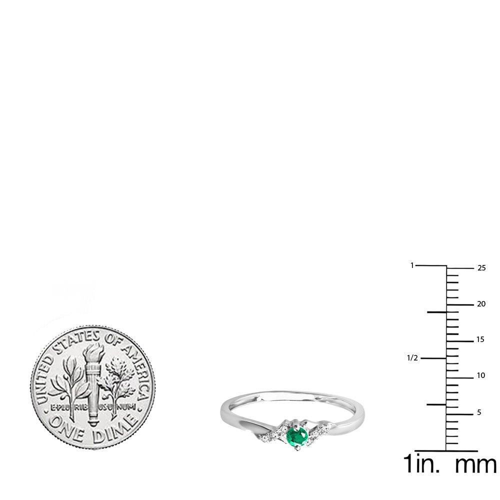 Dazzlingrock Collection 10K Solid White Gold Round Emerald & White Diamond Women's Bridal Promise Engagement Ring - Perfect for Proposals, Anniversaries & Special Occasions