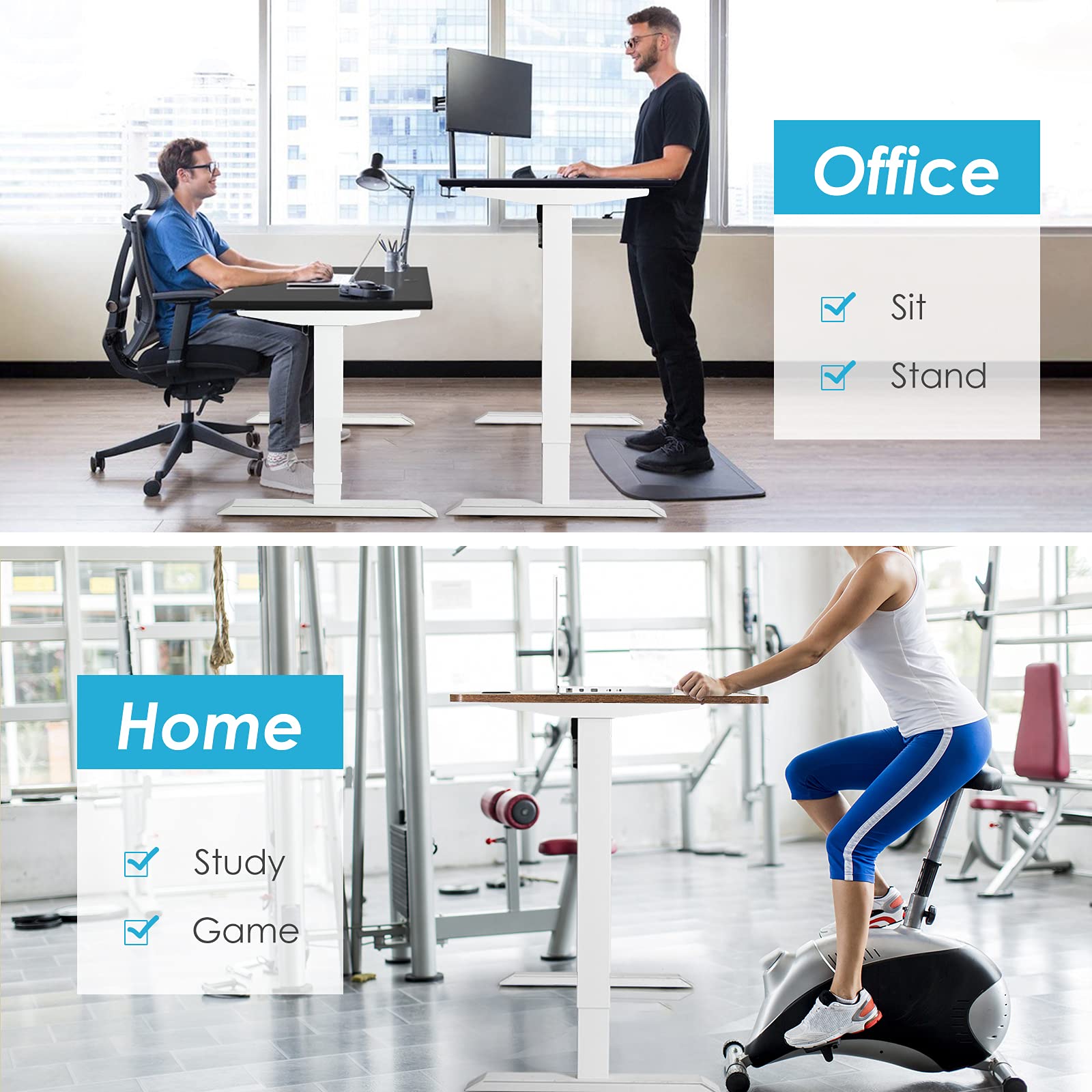 Tangkula Electric Standing Desk Frame - Height Adjustable Motorized Workstation Base with Button Controller, Ergonomic Sit to Stand Desk for Home Office (White) | Perfect for Remote Work, Gaming & Study Setup