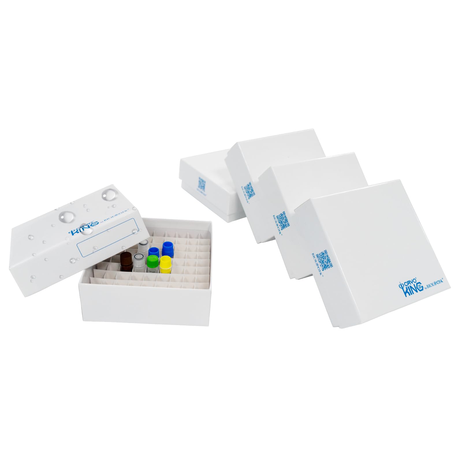 81-Well Cryogenic Microtube Storage Box - 2 Inch Height, Plastic Coated Cardboard Freezer Box (Pack of 5) | Ideal for Lab Sample Organization & Long-Term Cryo Storage
