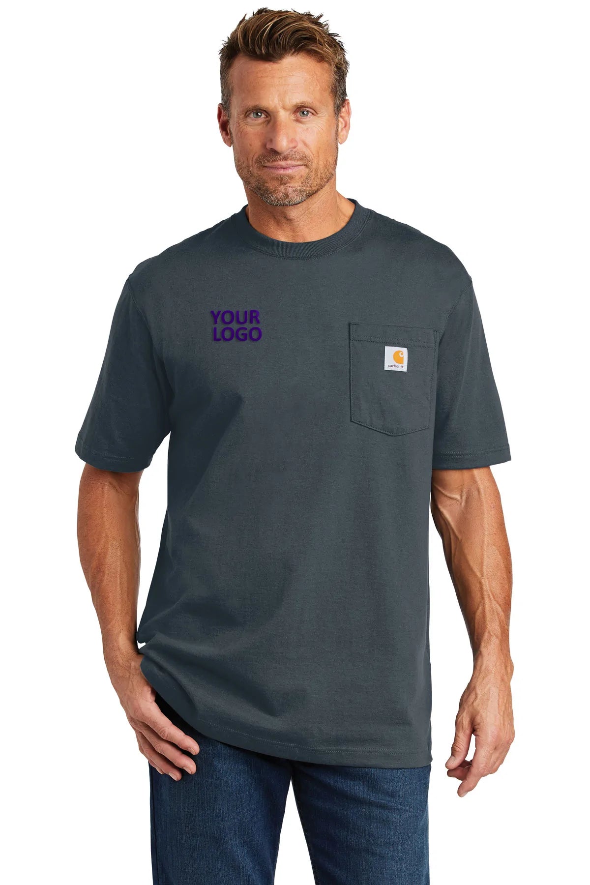 Carhartt Tall Workwear T-Shirts for Men with Custom Pockets - Bluestone - Durable Work Shirts for Construction, Landscaping & Outdoor Jobs