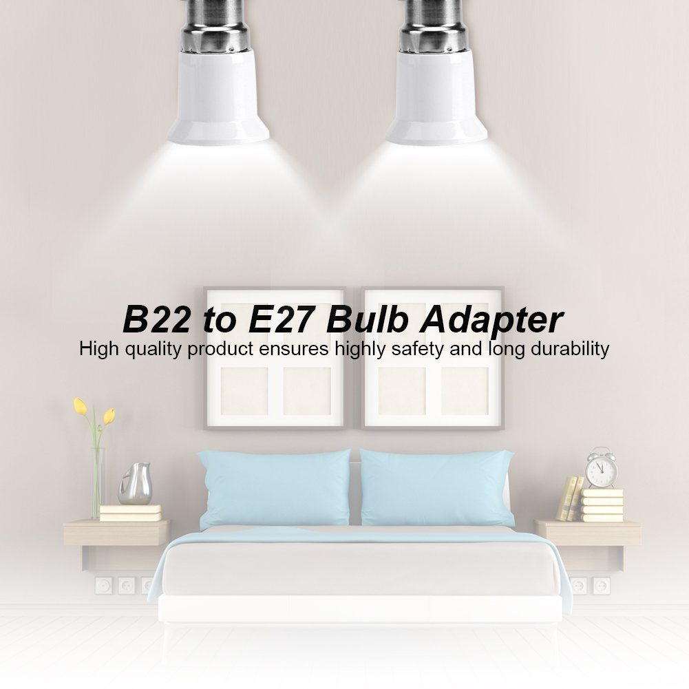 Yosoo B22 to E27 Bulb Adapter 5Pcs - Lamp Holder Converter Base Socket Adapter for LED, CFL, Incandescent Bulbs - Perfect for Home, Office, and Workshop Lighting Upgrades