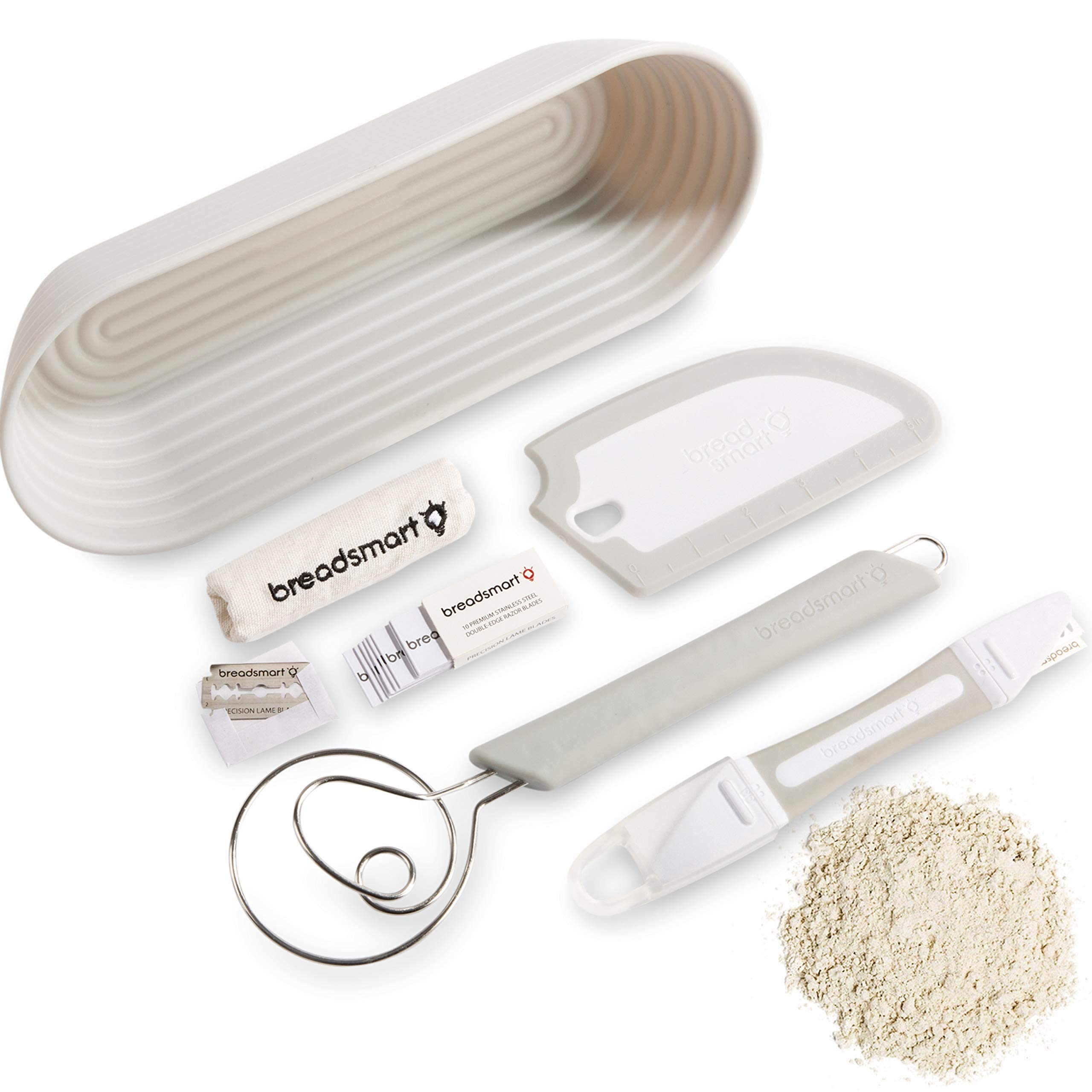 Artisan Sourdough Bread Making Kit - 5 Piece Baking Supplies Set with Lame, Dough Scraper, Whisk, Banneton Proofing Basket & Cotton Liner - Perfect for Home Bakers & Beginners (Bread Baking, Gift Idea)