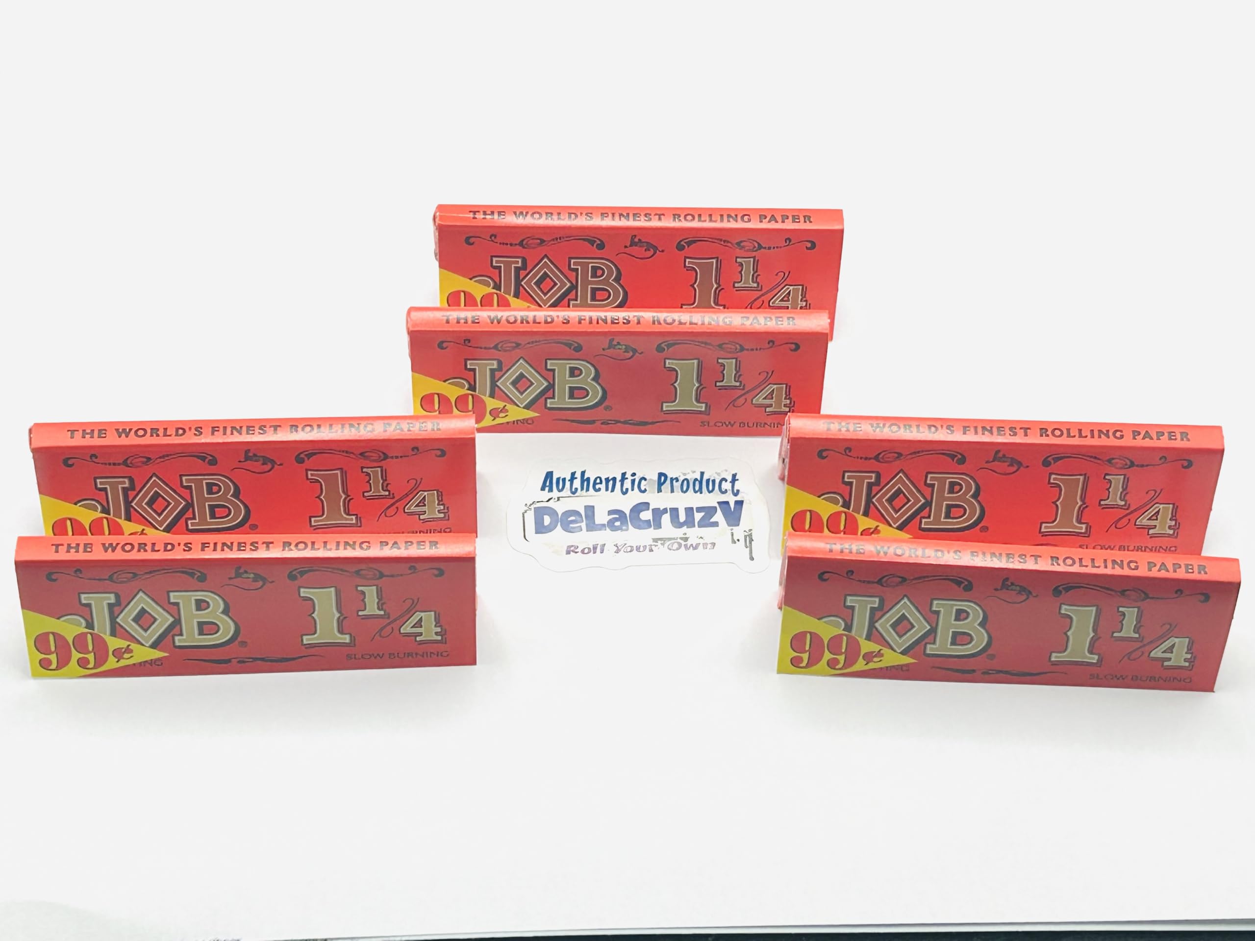 Job Orange 1 1/4 Rolling Papers - 6 Pre-Priced $.99 Packs with DeLaCruzV Sticker | Premium Cigarette Rolling Papers for Smooth Smoking Experience | Perfect for Hand-Rolled Cigarettes, Herbs & DIY Smoking