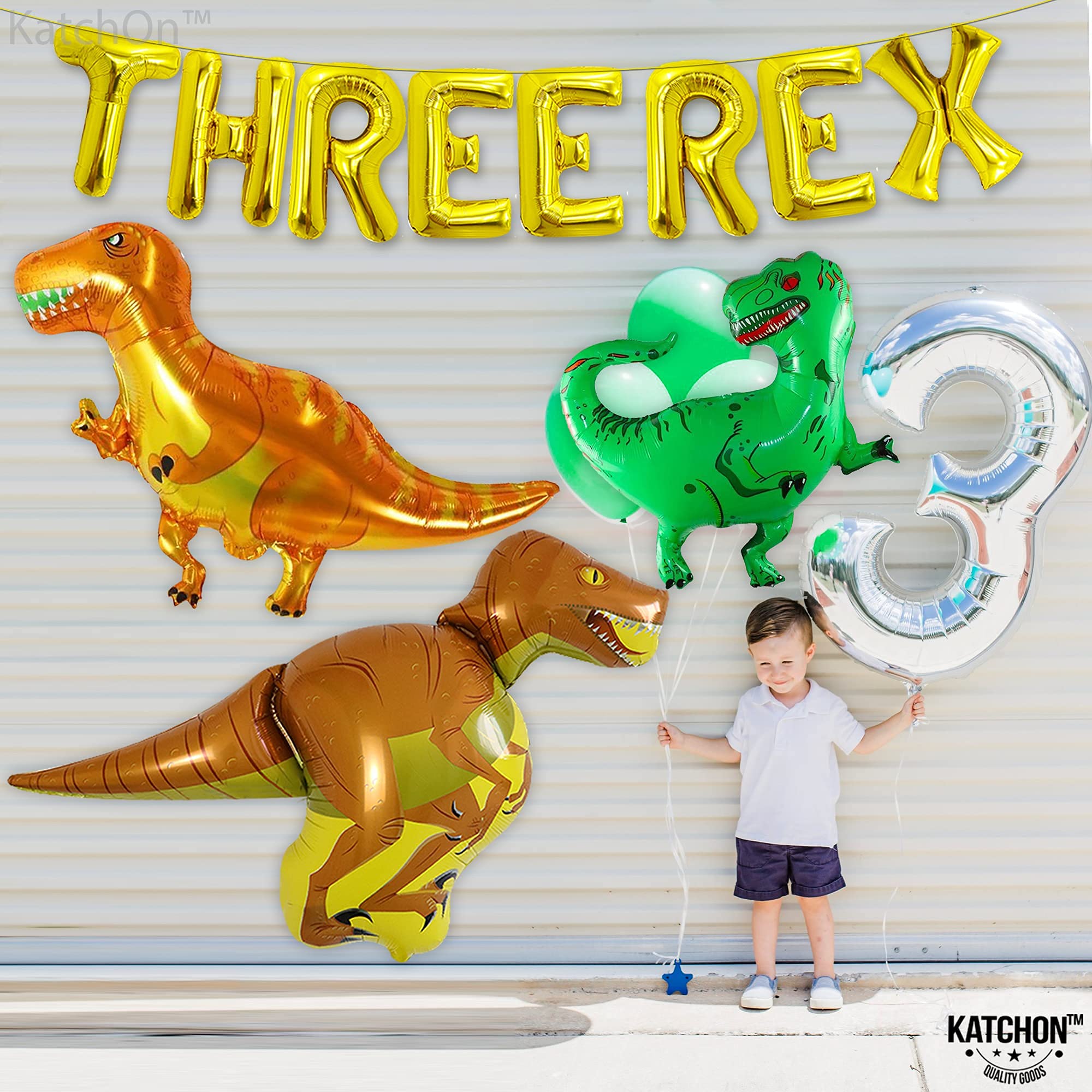 KatchOn Giant Dinosaur Balloons for Birthday Party Decorations - 48 Inch Large T-Rex Balloons (Pack of 4) | Dinosaur Theme Party Supplies | Perfect for Jurassic Birthday, Baby Shower & Kids Room Decor
