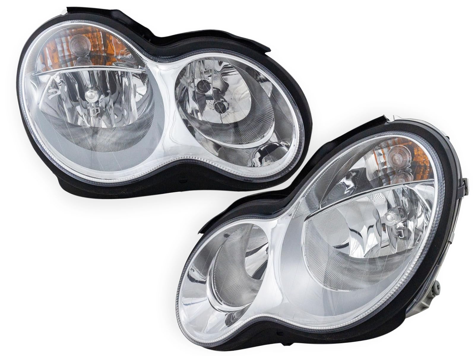 2005-2007 Mercedes C230 C240 C280 C320 Sedan & Wagon Headlight Assembly Kit - Complete Driver & Passenger Set for Enhanced Night Driving Safety