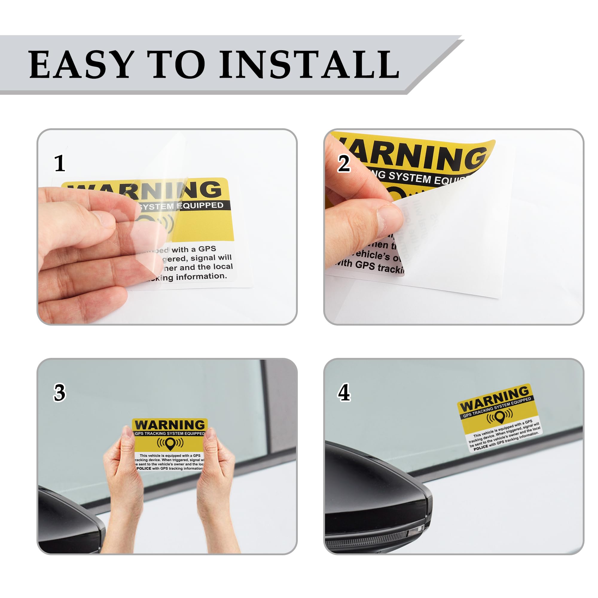 3PCS Anti-Theft GPS Warning Stickers 3.2x1.4 Inch for Car SUV Truck - Deter Vehicle Theft
