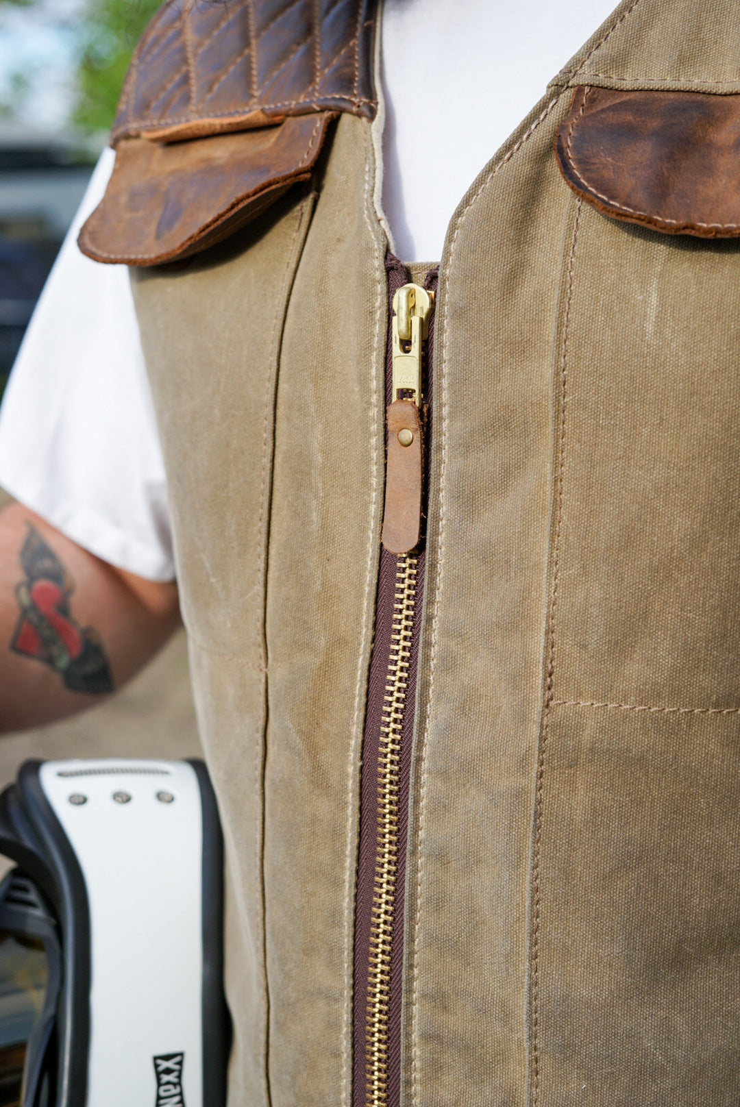 PREORDER: LIMITED EDITION FIELD TAN GREEN CANVAS & BROWN LEATHER VEST - Perfect for Outdoor Adventures & Casual Wear