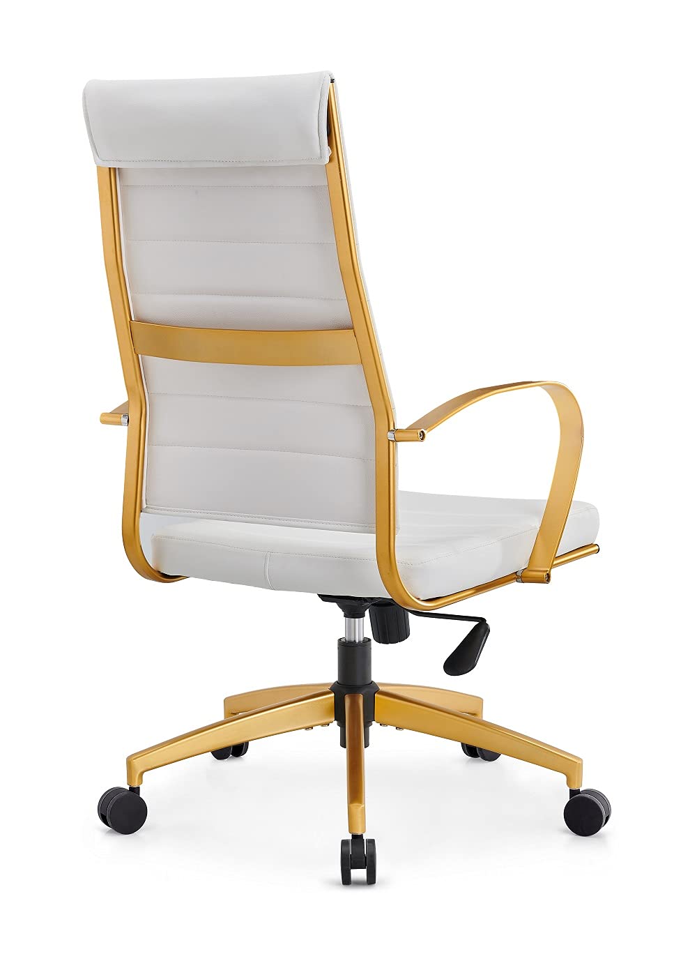 Ergonomic White and Gold Office Chair - Adjustable Desk Chair with Lumbar Support for Home & Workspace Comfort (4020 Gold White) - Perfect for Long Hours of Sitting, Gaming, or Remote Work