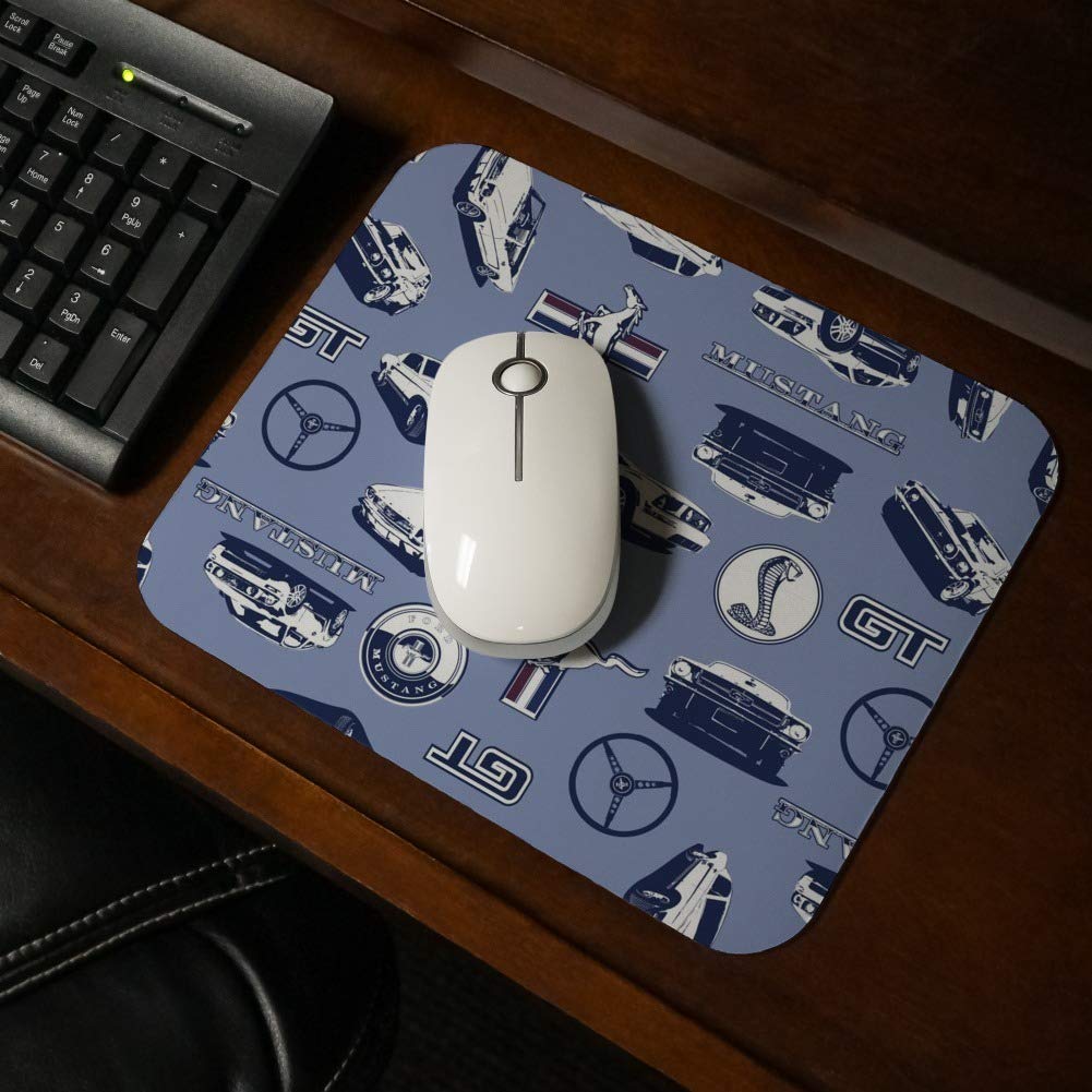 Ford Mustang Pattern Low Profile Thin Mouse Pad - Non-Slip Gaming & Office Desk Mat for PC Laptop - Perfect for Work, Gaming, and Home Office Setup