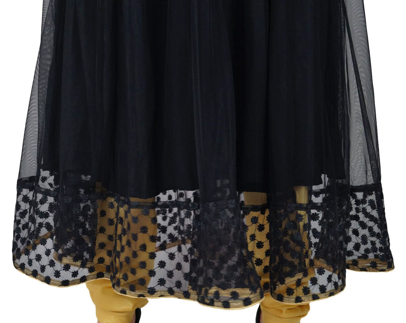 Elegant Black Net Anarkali Kurta for Women - Indian Chic Long Formal Party Dress | Perfect for Weddings, Festivals & Special Occasions