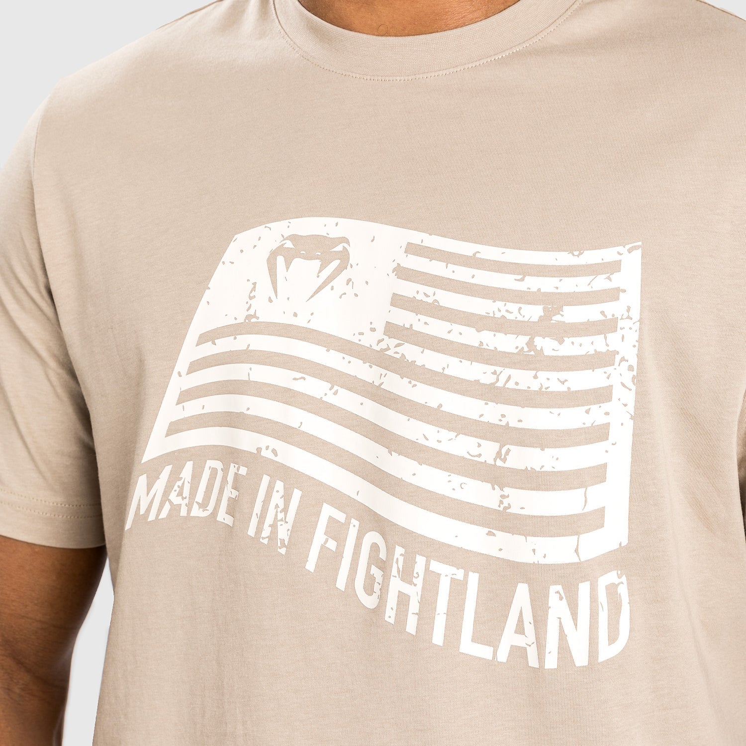 VENUM Made in Fightland MMA Training T-Shirt - Sand Color - Lightweight & Breathable for Combat Sports & Gym Workouts