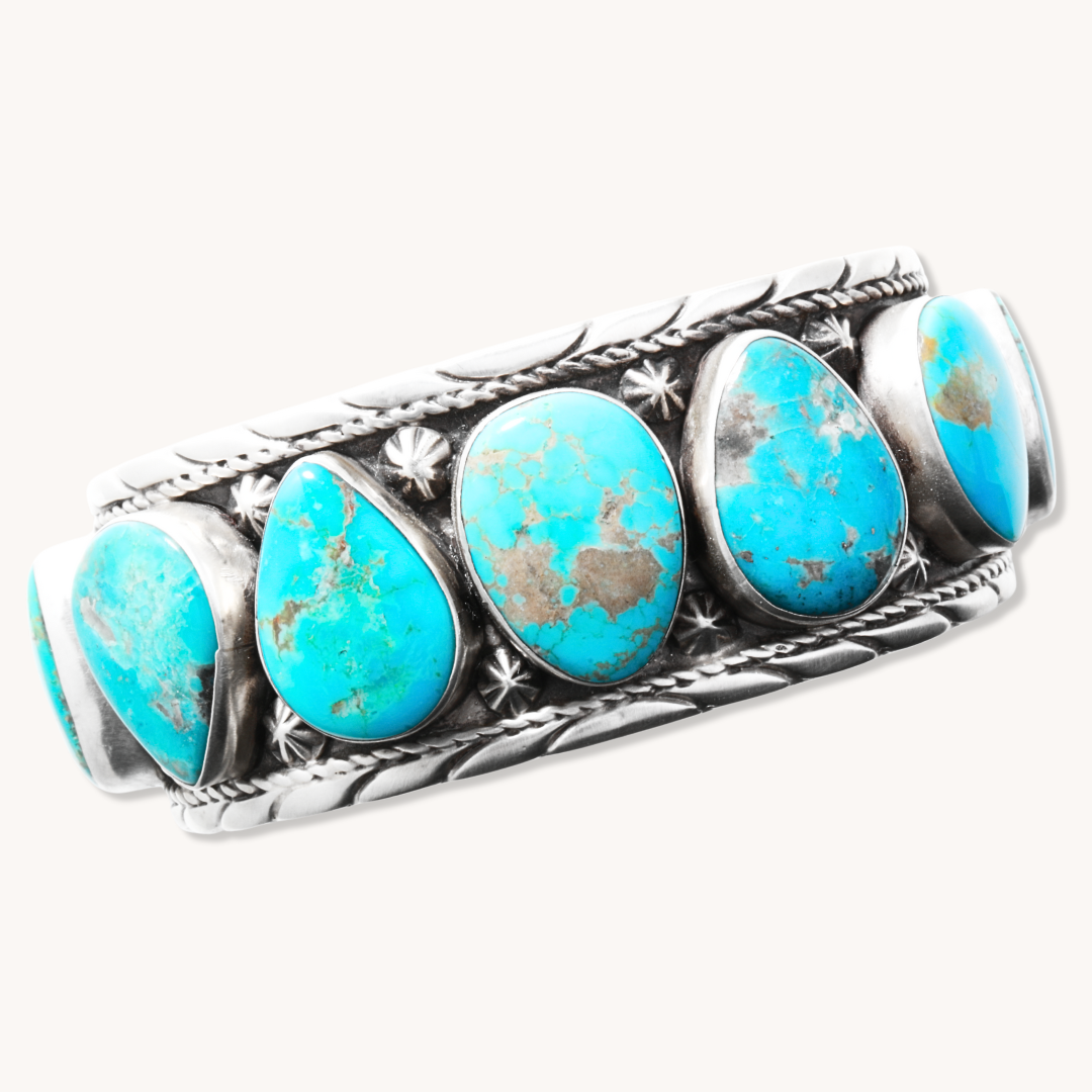 9 Stone Turquoise Row Bracelet for Women - Handmade Beaded Boho Jewelry - Perfect for Casual Wear, Festivals & Gifting