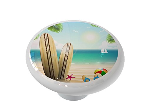 Stylish Summer Surfboard Beach Ceramic Drawer Knob - Unique Cabinet Hardware for Bathroom, Kitchen & Beach House Decor