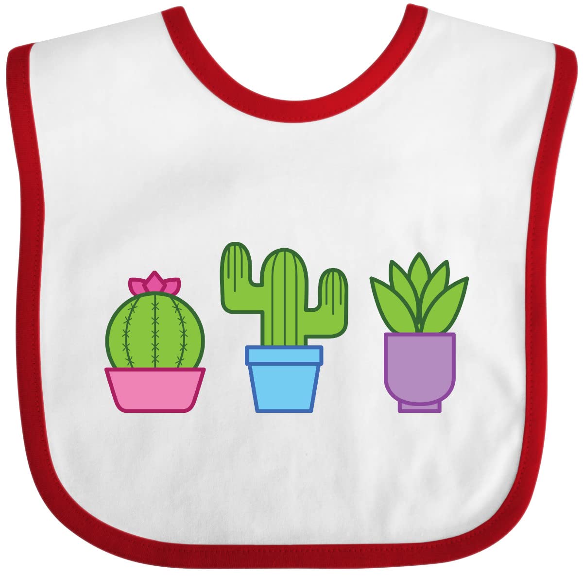 Inktastic Cute Cactus & Plants Baby Bib - Soft Cotton Drool Bib for Infants & Toddlers - Perfect for Feeding, Teething, and Everyday Use