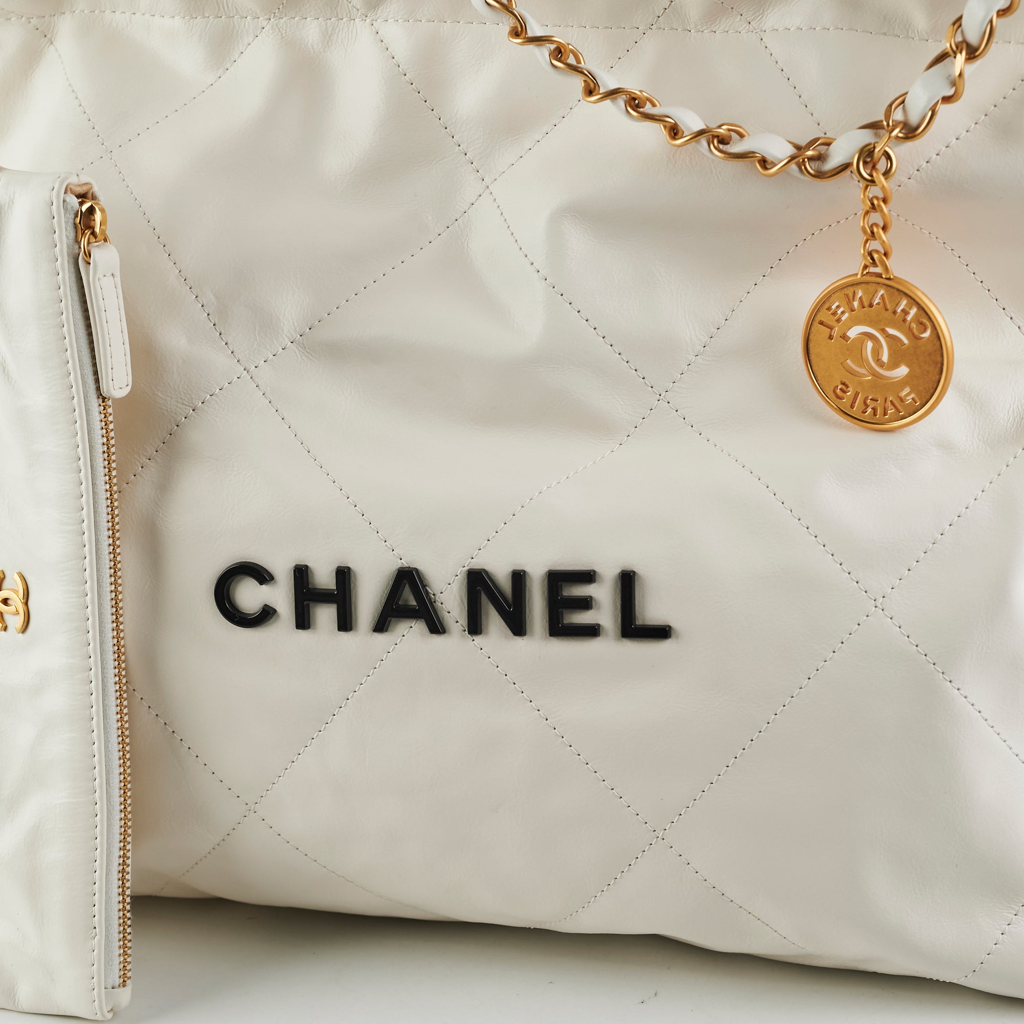 Chanel 22 Medium White Leather Handbag - Luxury Designer Shoulder Bag for Women | Perfect for Everyday Use, Work & Special Occasions